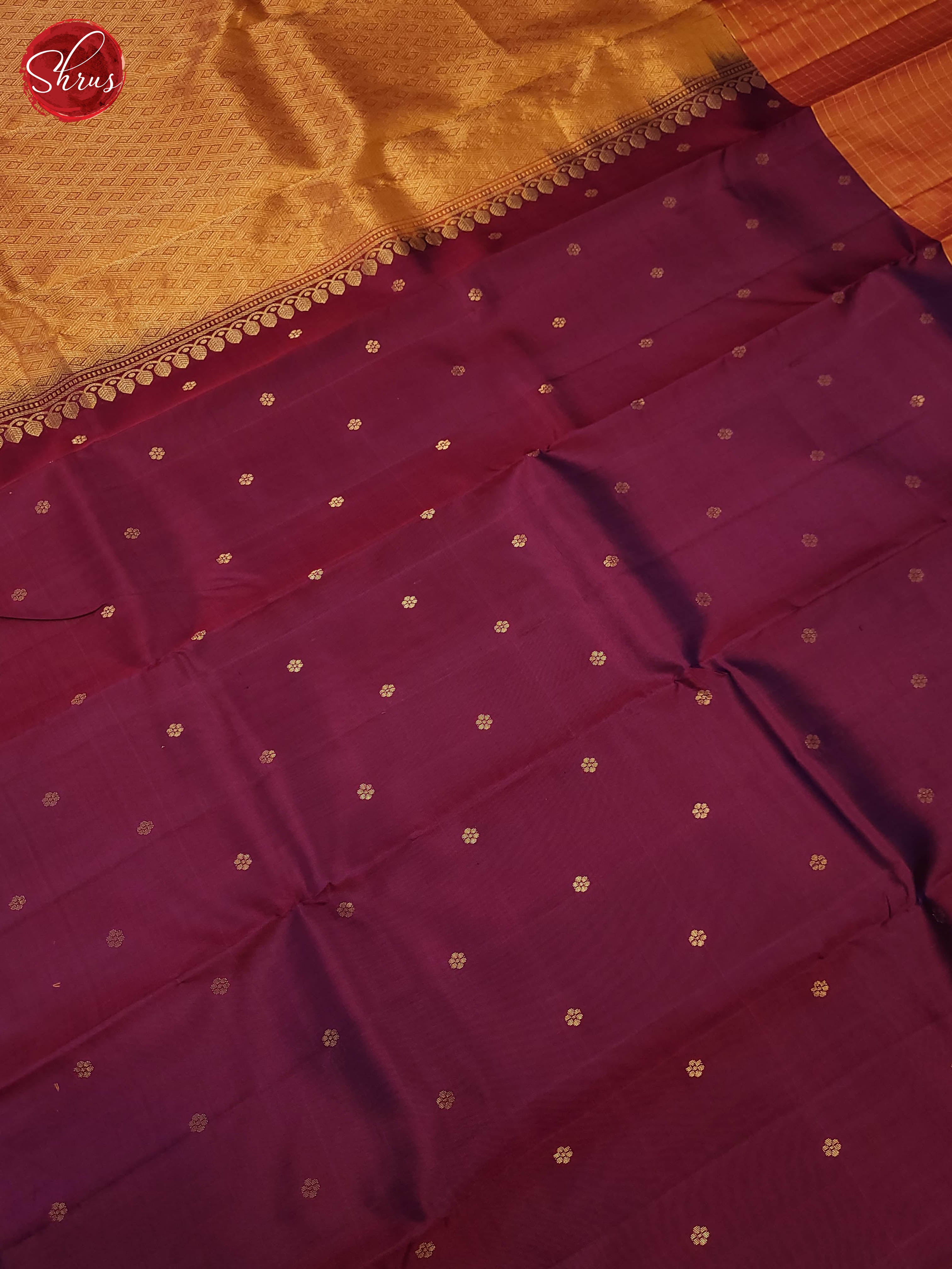 Wine and brick orange- Soft Silk Saree - Shop on ShrusEternity.com