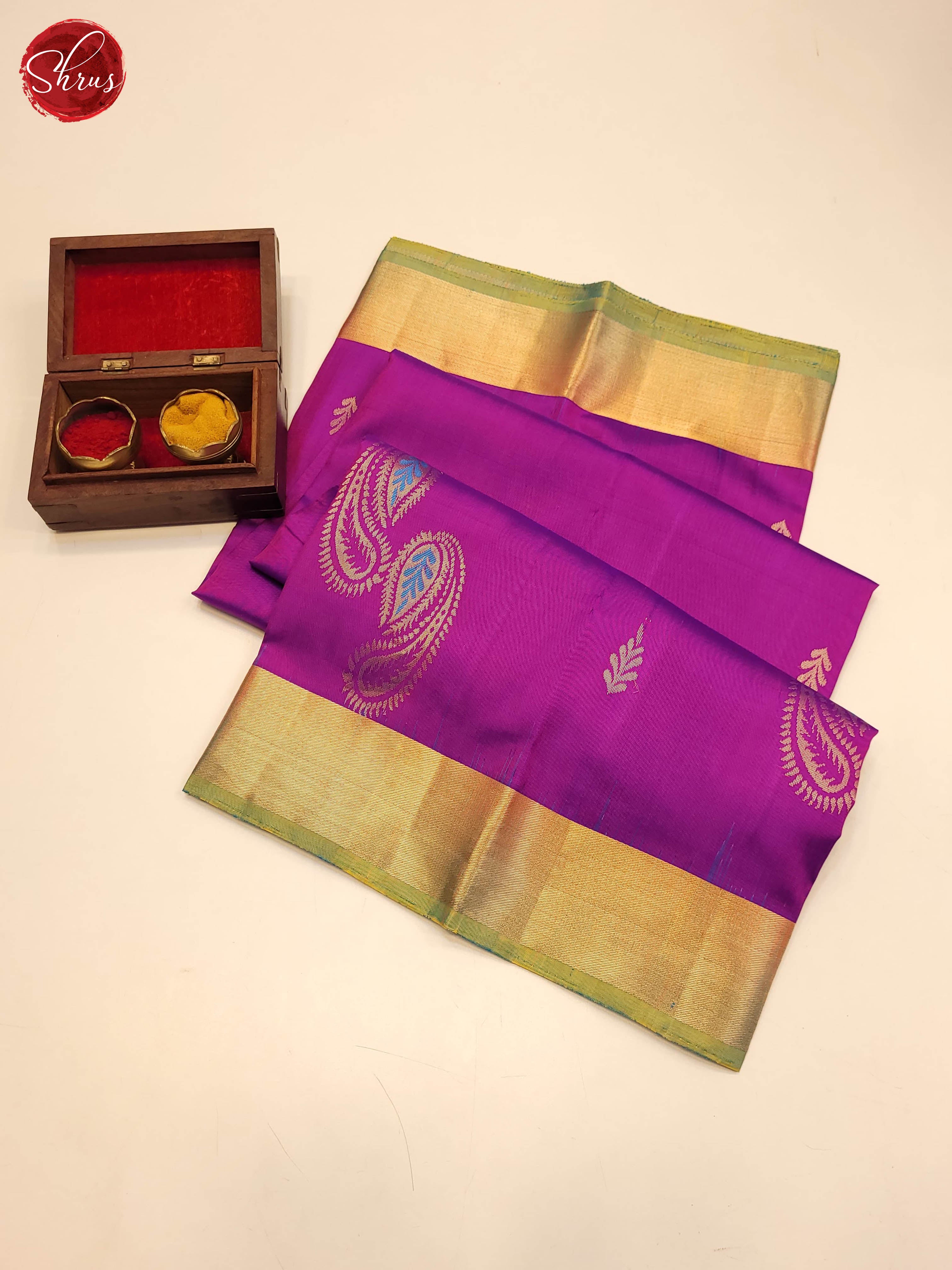 Purple and Green-soft silk saree - Shop on ShrusEternity.com