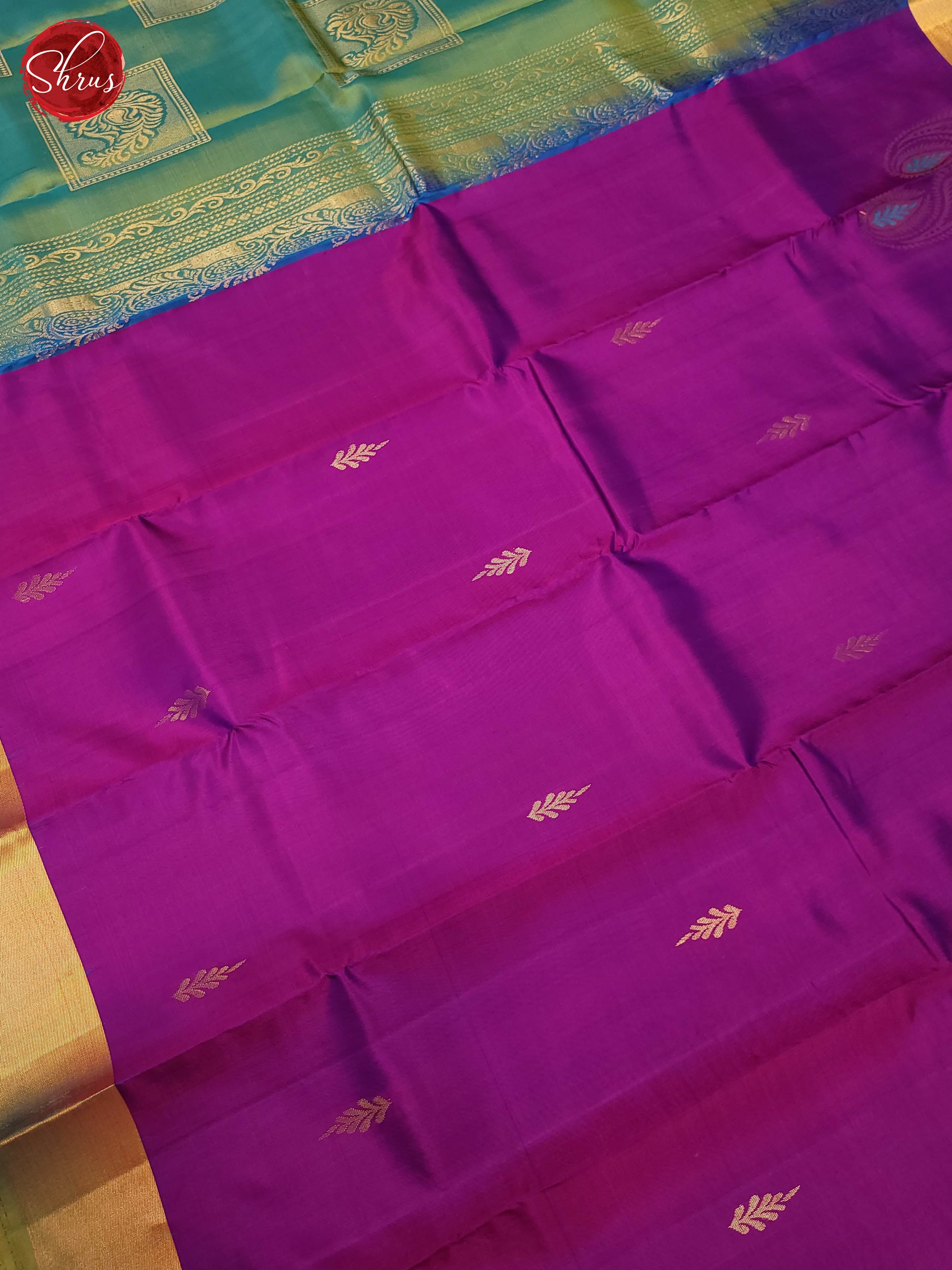 Purple and Green-soft silk saree - Shop on ShrusEternity.com