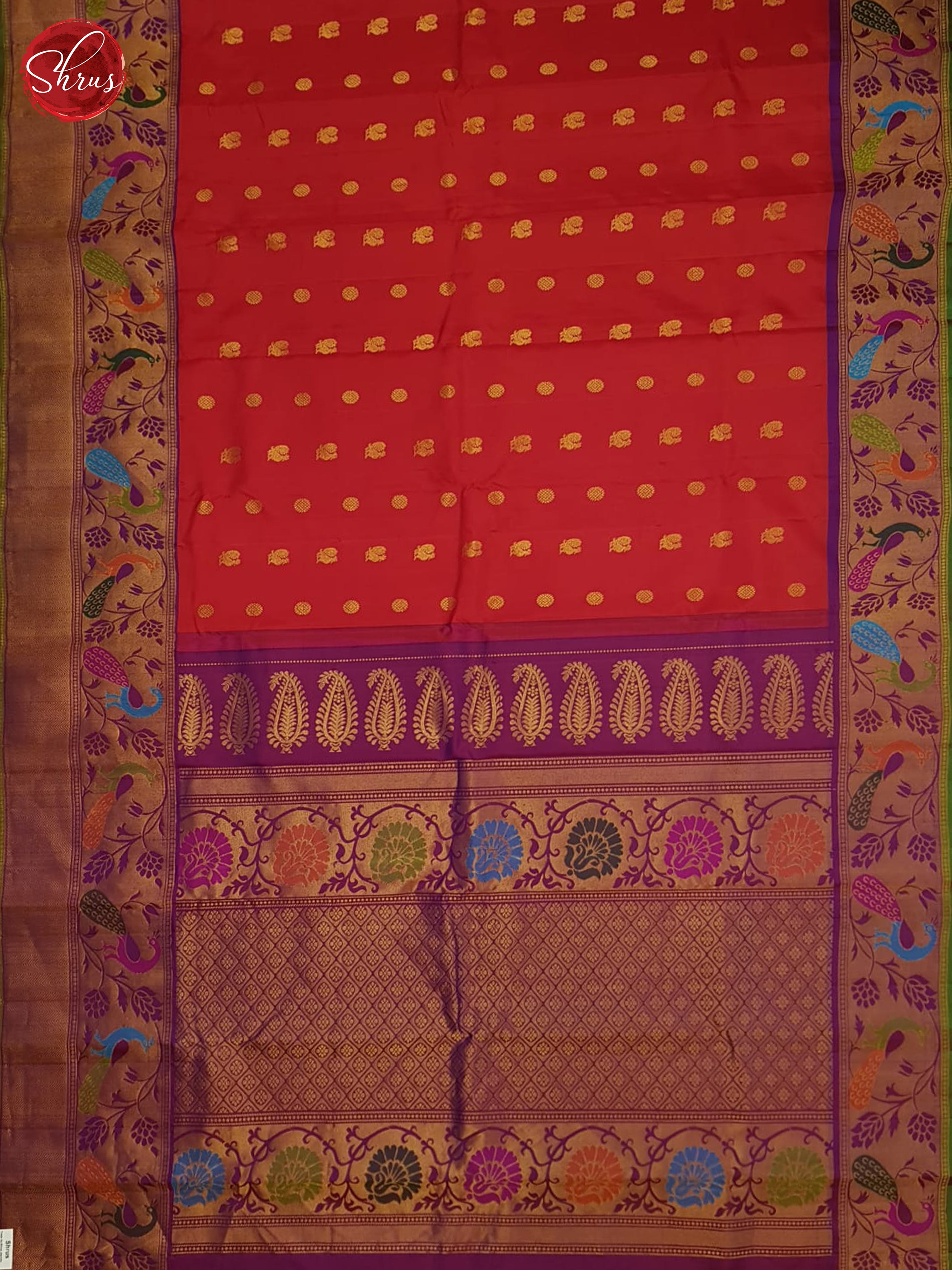 Red And Wine-Gadwal Silk saree - Shop on ShrusEternity.com