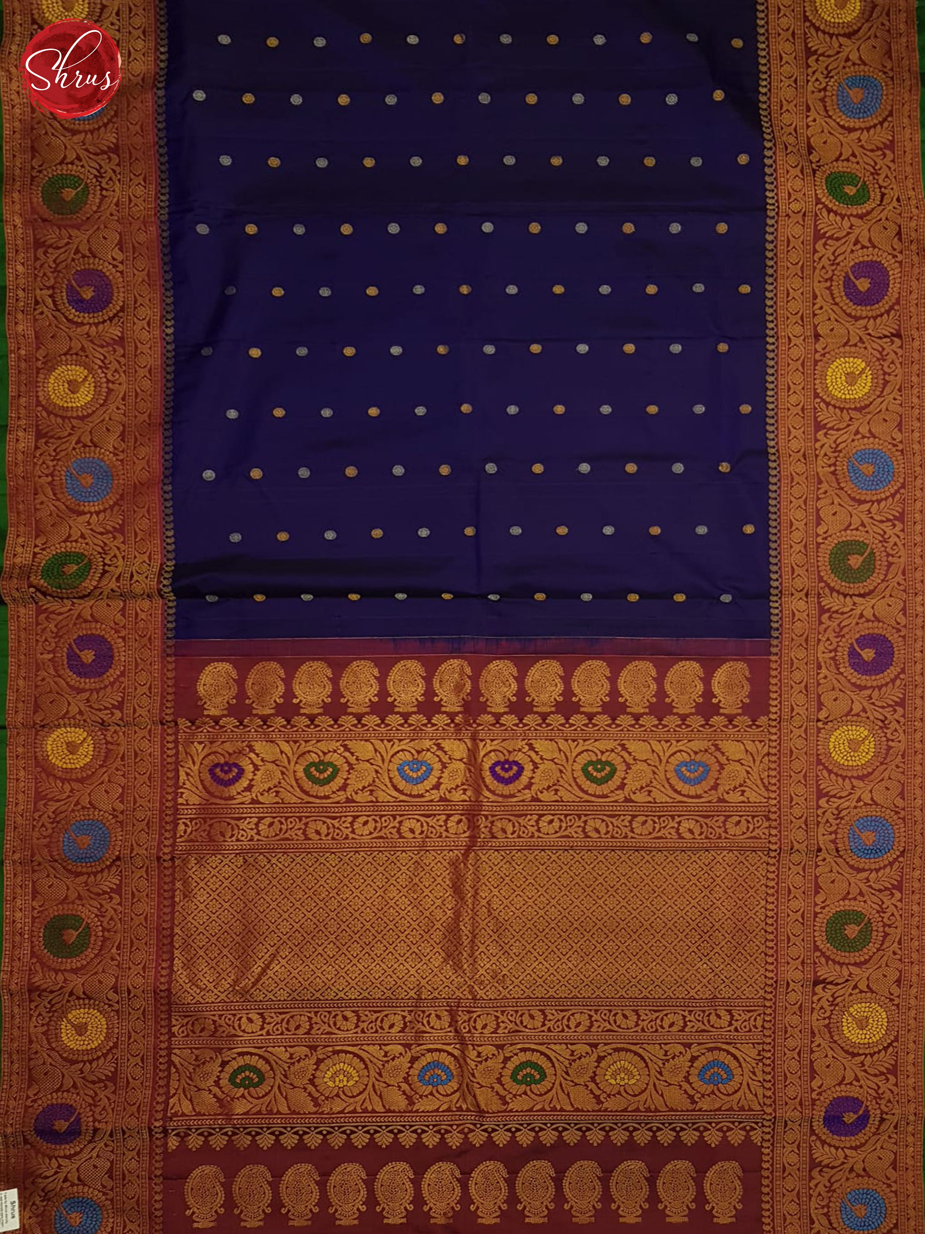 Blue And Maroon-Gadwal Silk saree - Shop on ShrusEternity.com