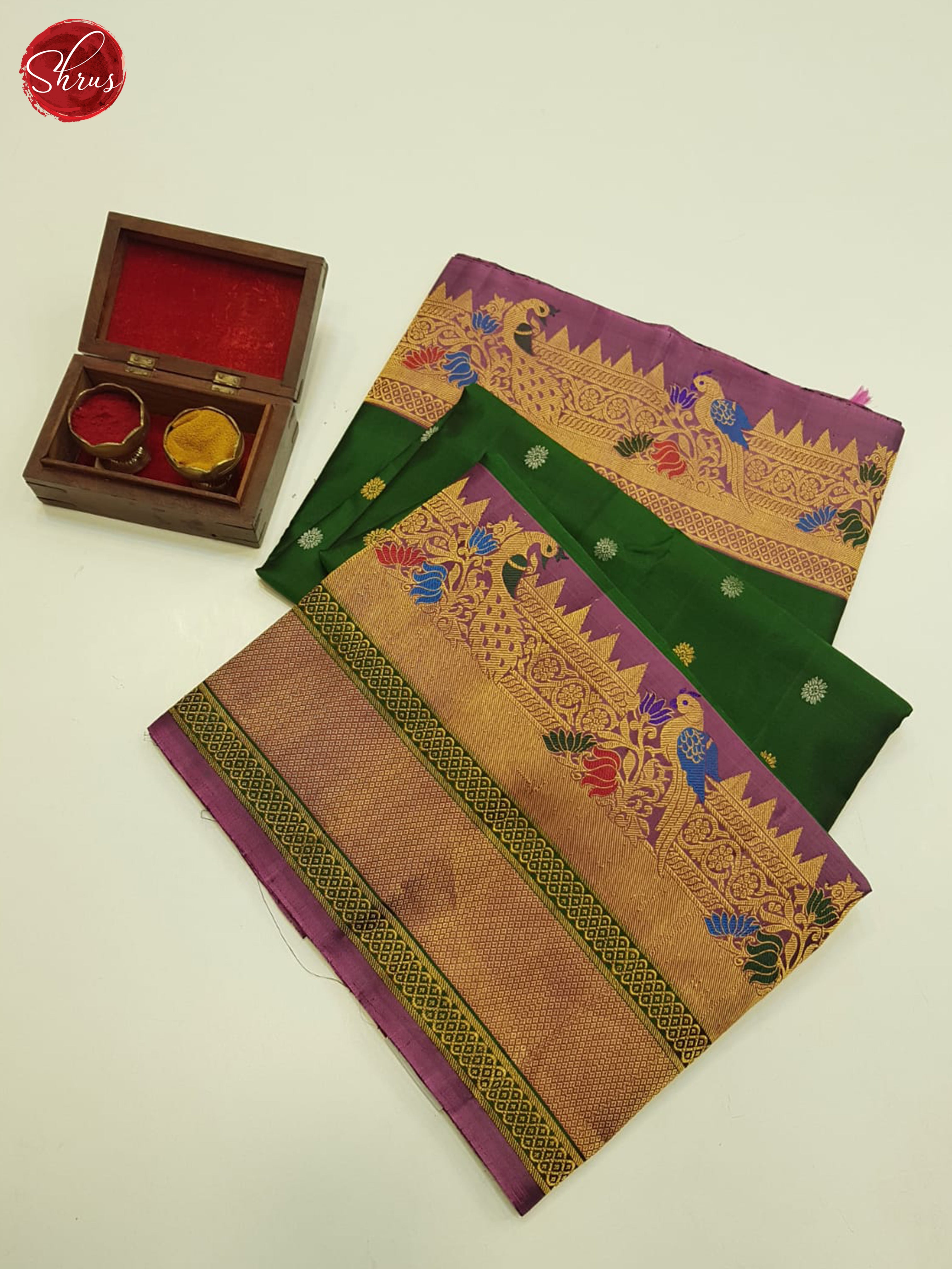 Green And Wine-Gadwal Silk saree - Shop on ShrusEternity.com