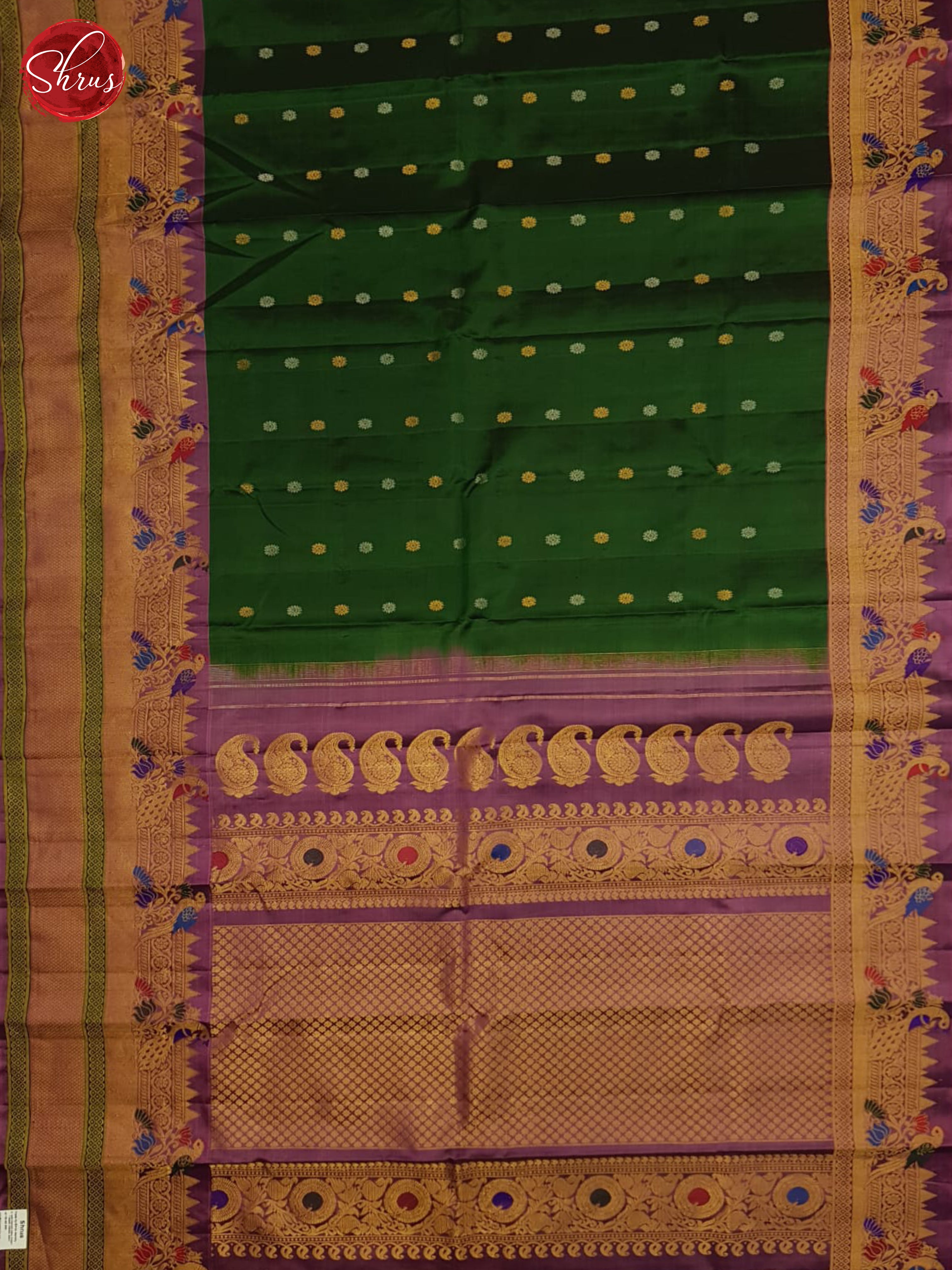 Green And Wine-Gadwal Silk saree - Shop on ShrusEternity.com