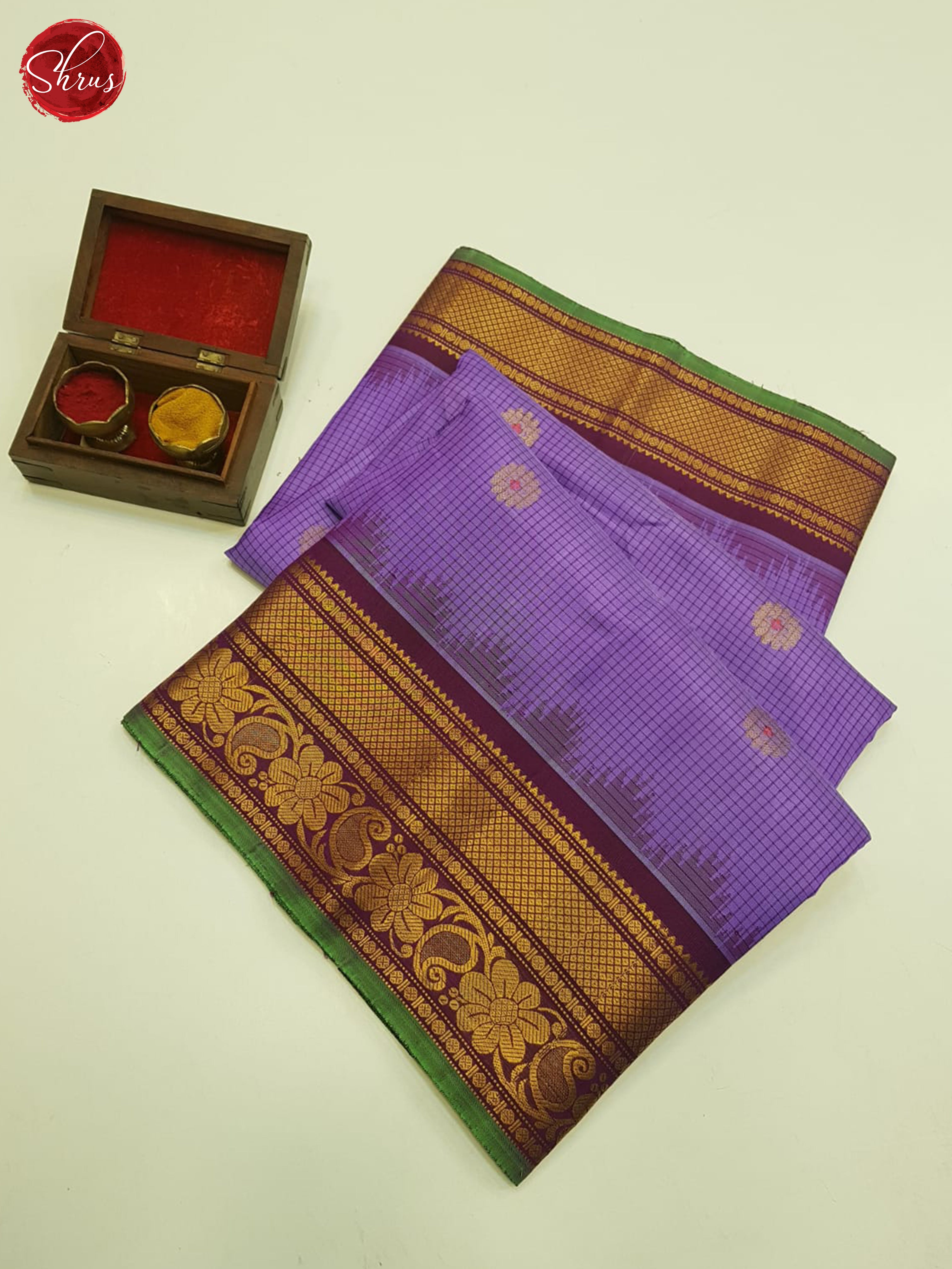 Lavender And Wine-Gadwal Silk Saree - Shop on ShrusEternity.com