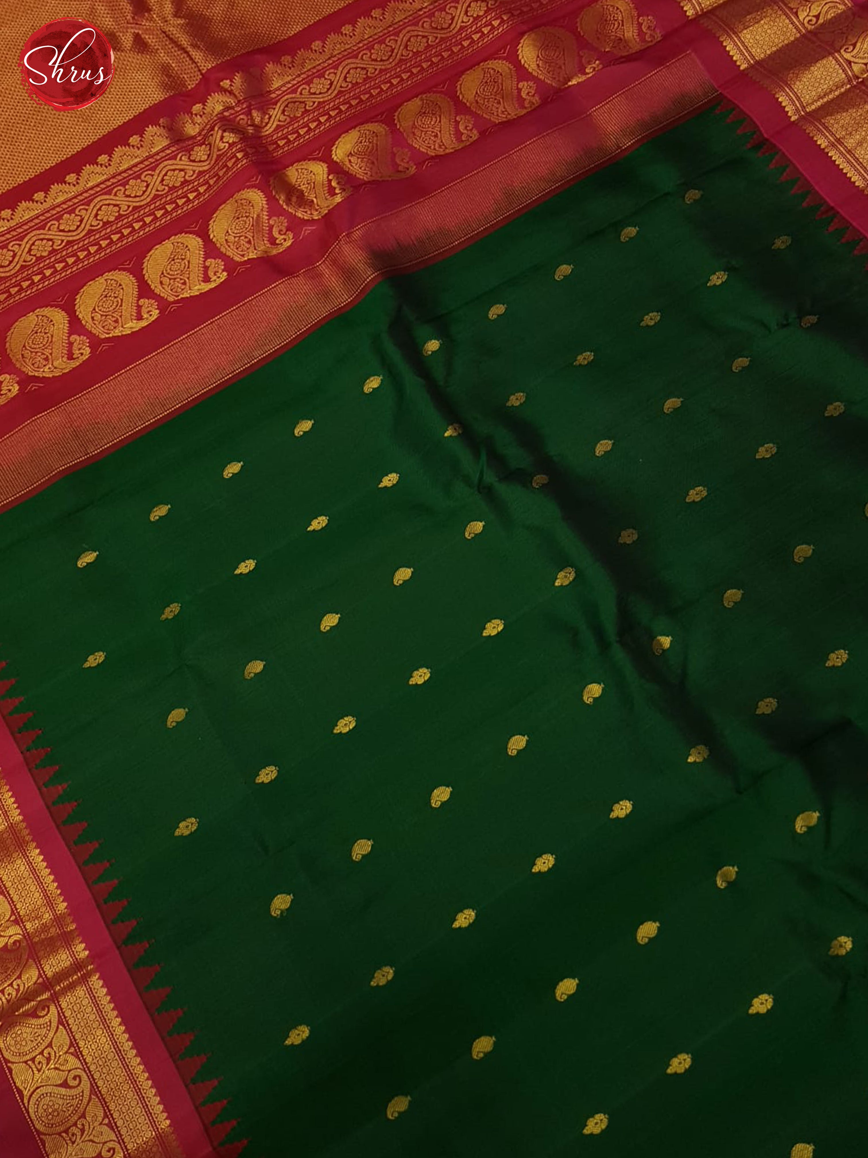 Green And Pink-Gadwal Silk Saree - Shop on ShrusEternity.com