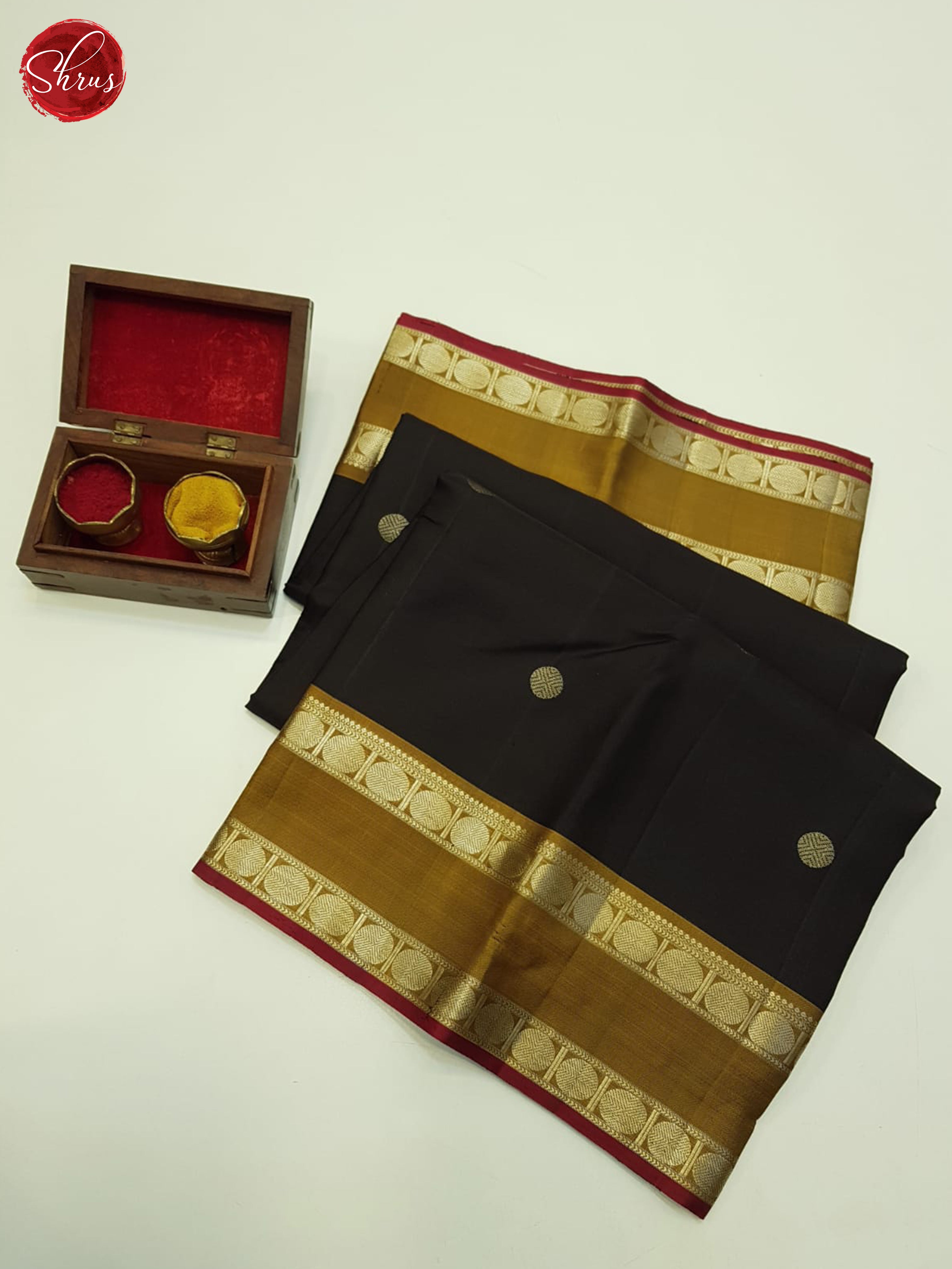 Black and mustard- Soft Silk Saree - Shop on ShrusEternity.com