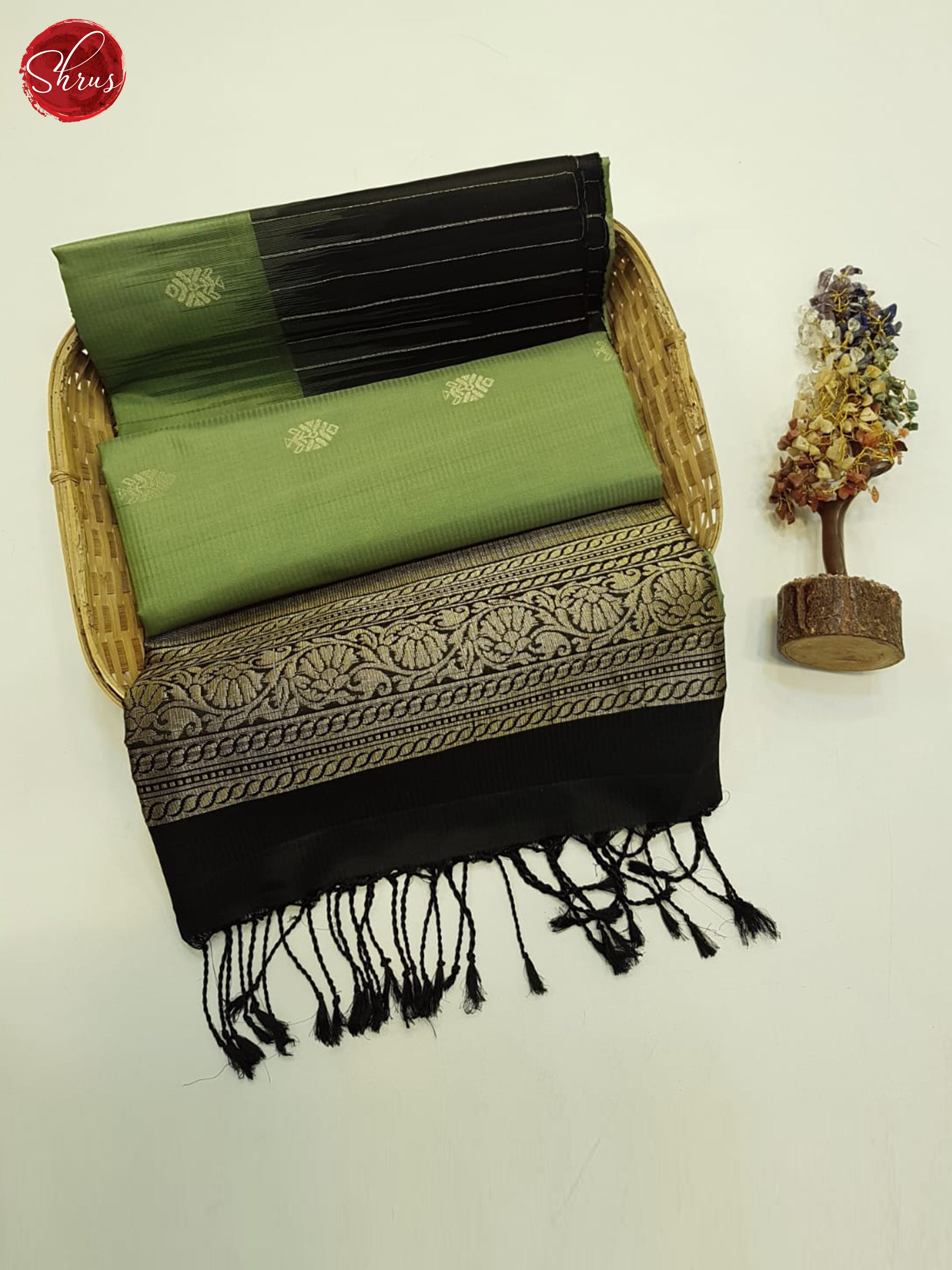 Green and Black - Soft Silk Saree - Shop on ShrusEternity.com