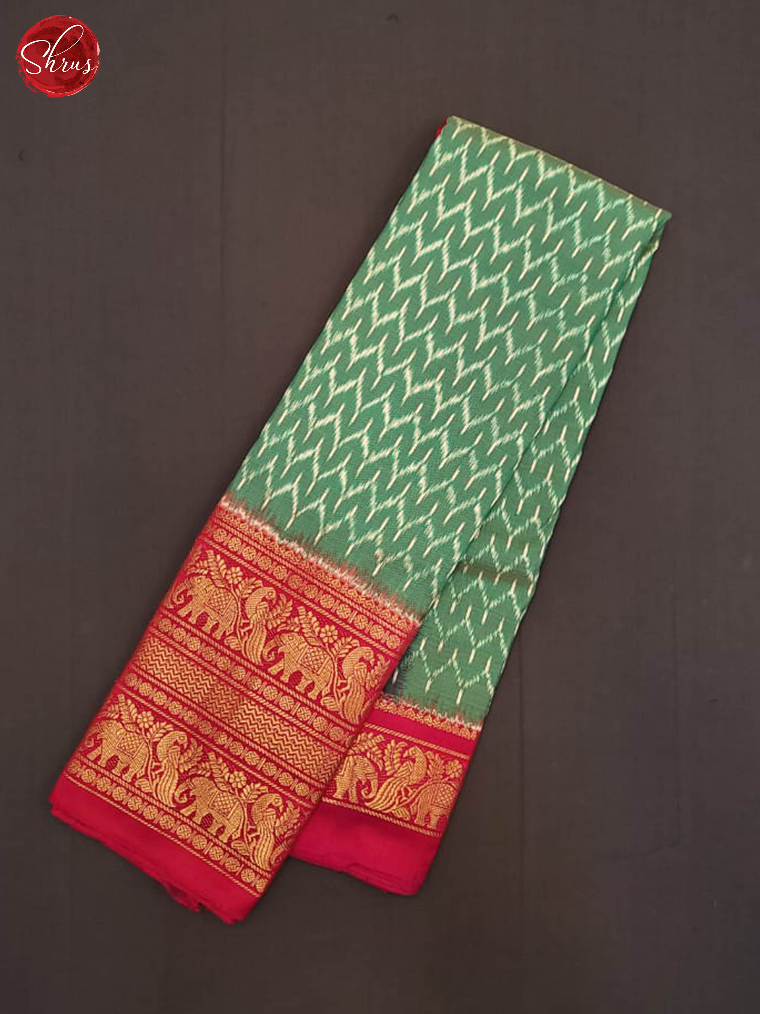 Dual tone green and pink -Ikkat Silk Saree - Shop on ShrusEternity.com