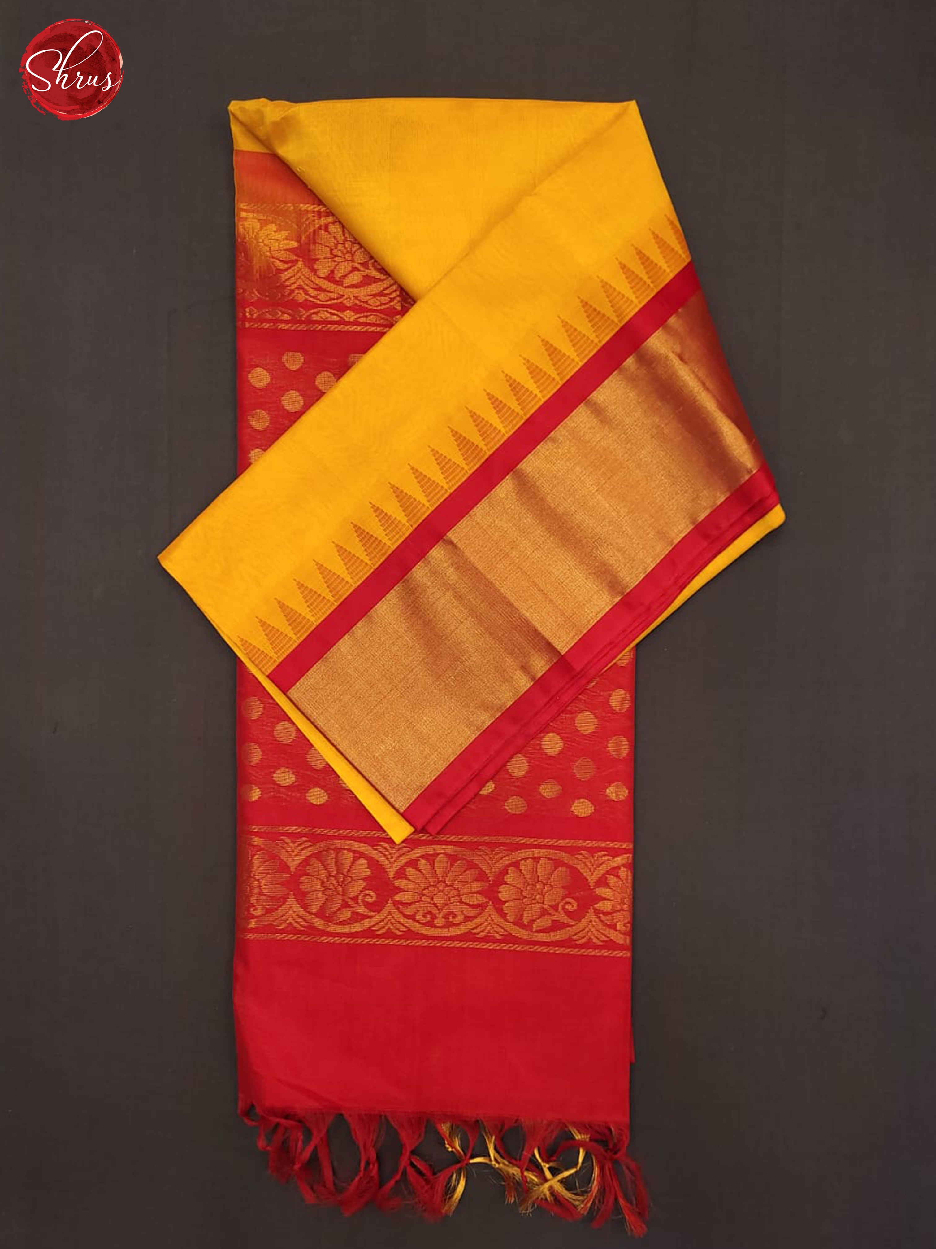 yellow and Red-Silk Cotton Saree - Shop on ShrusEternity.com