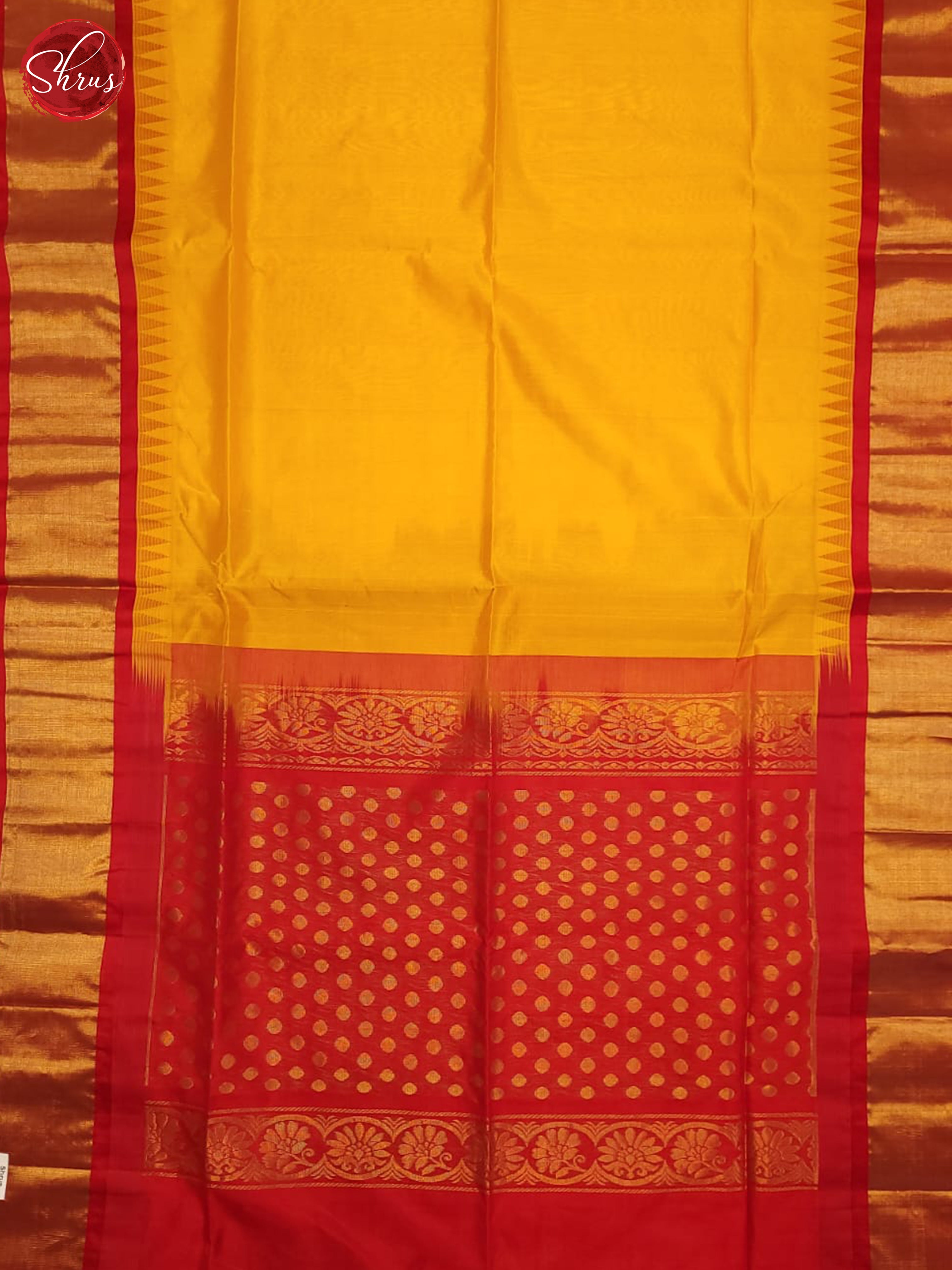 yellow and Red-Silk Cotton Saree - Shop on ShrusEternity.com