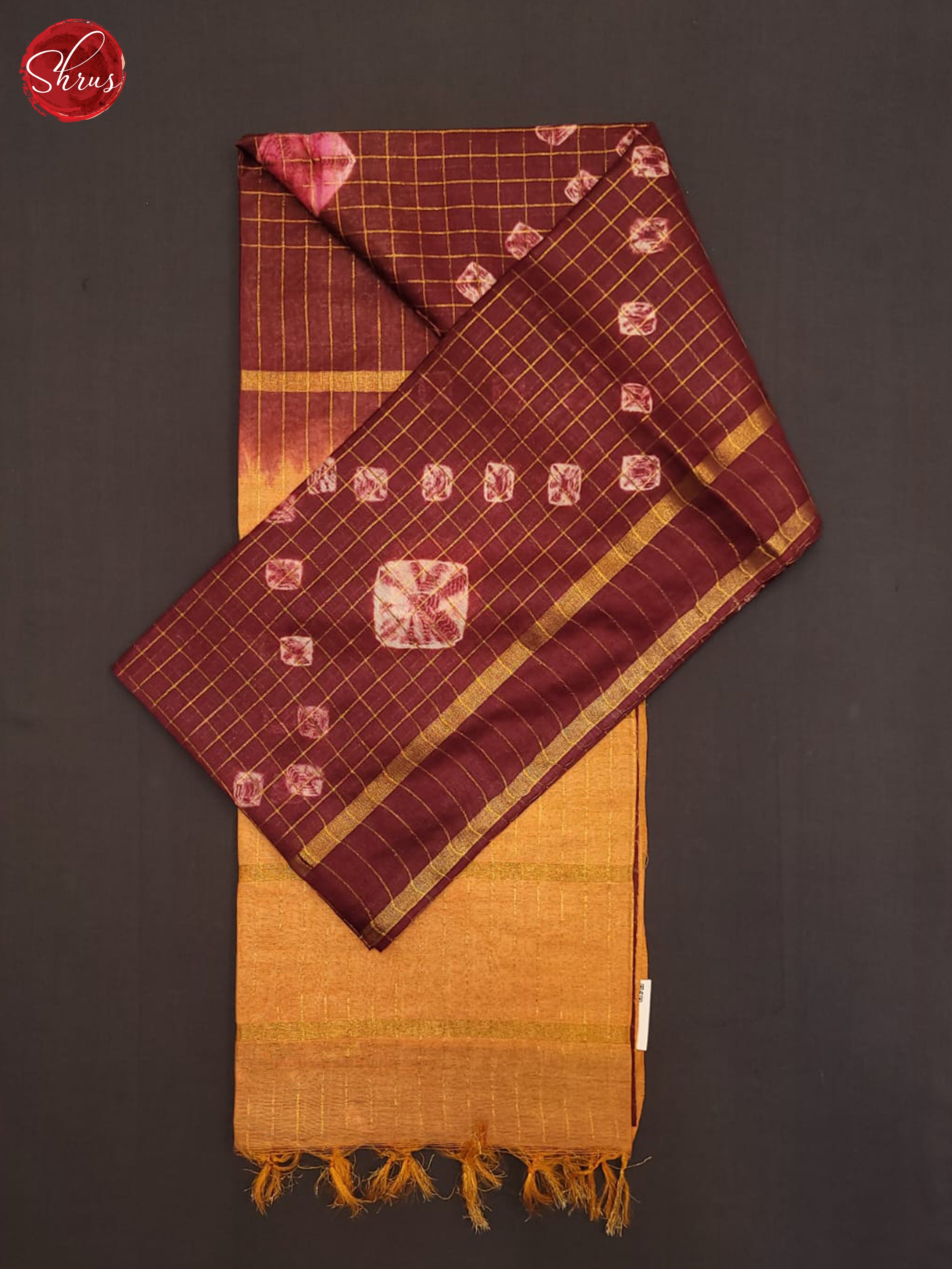 Brown and mustard-Shibori saree - Shop on ShrusEternity.com