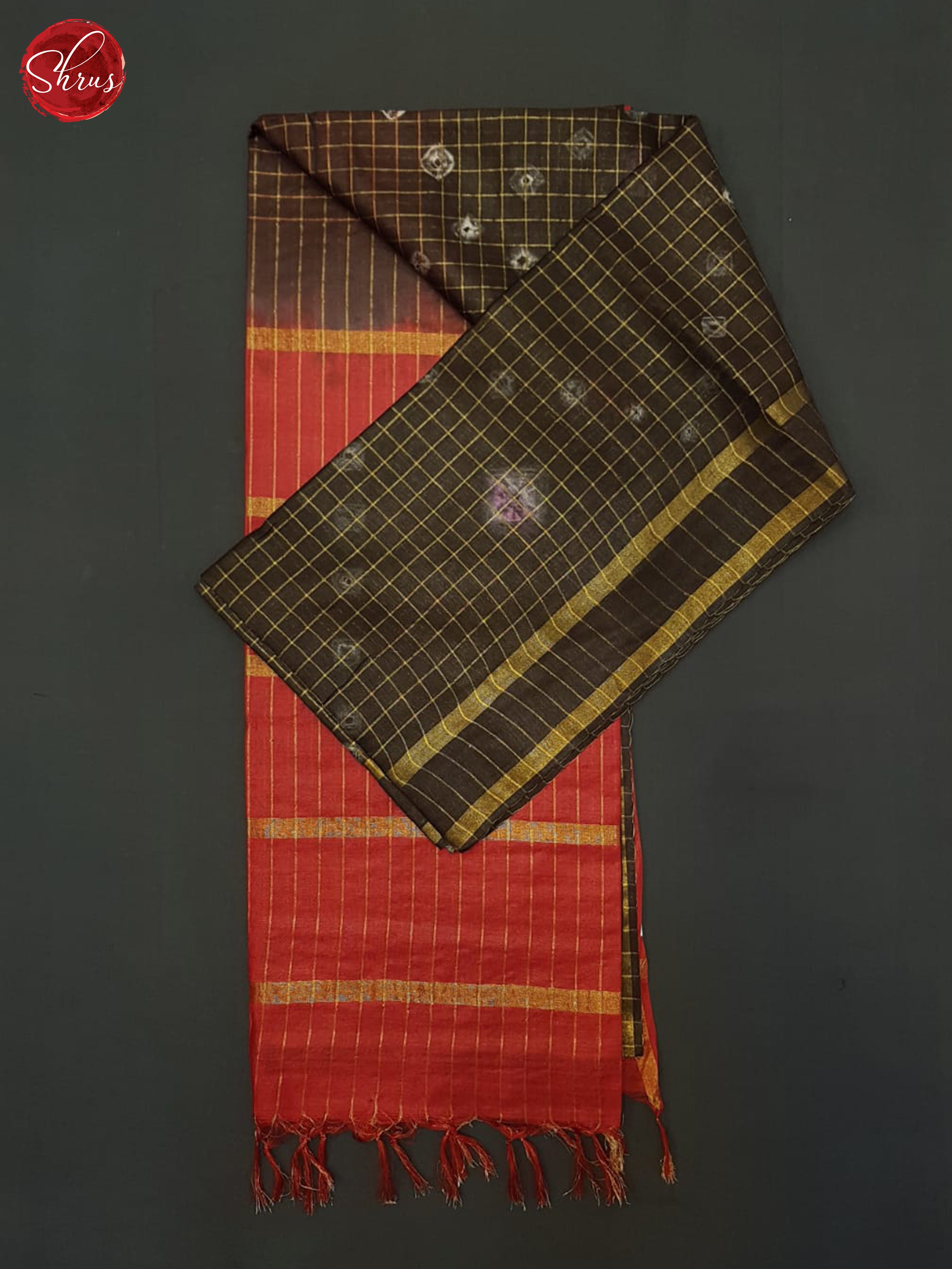 Brown And Red-Shibori saree - Shop on ShrusEternity.com