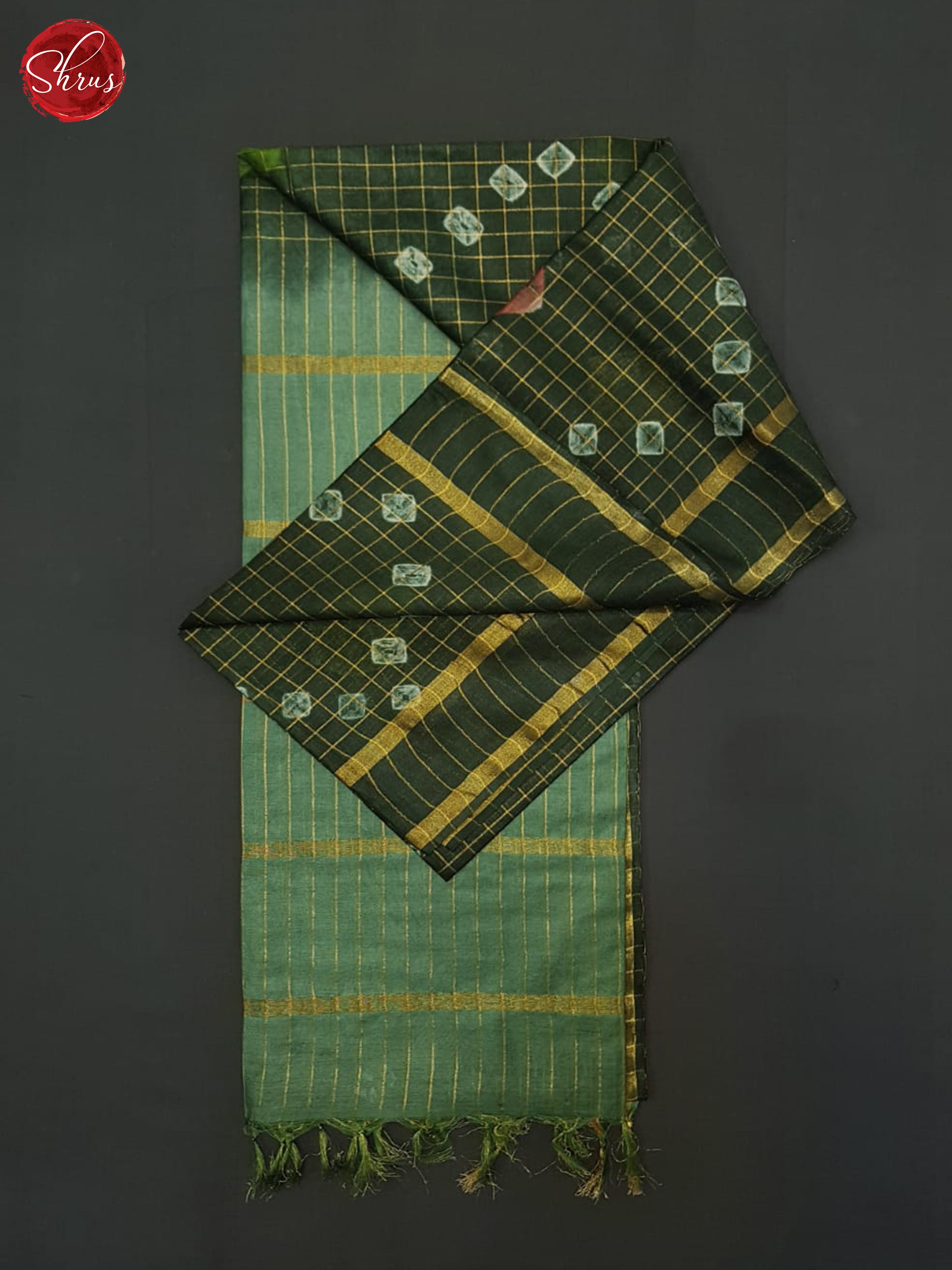 Green & Greenish grey- Shibori saree - Shop on ShrusEternity.com