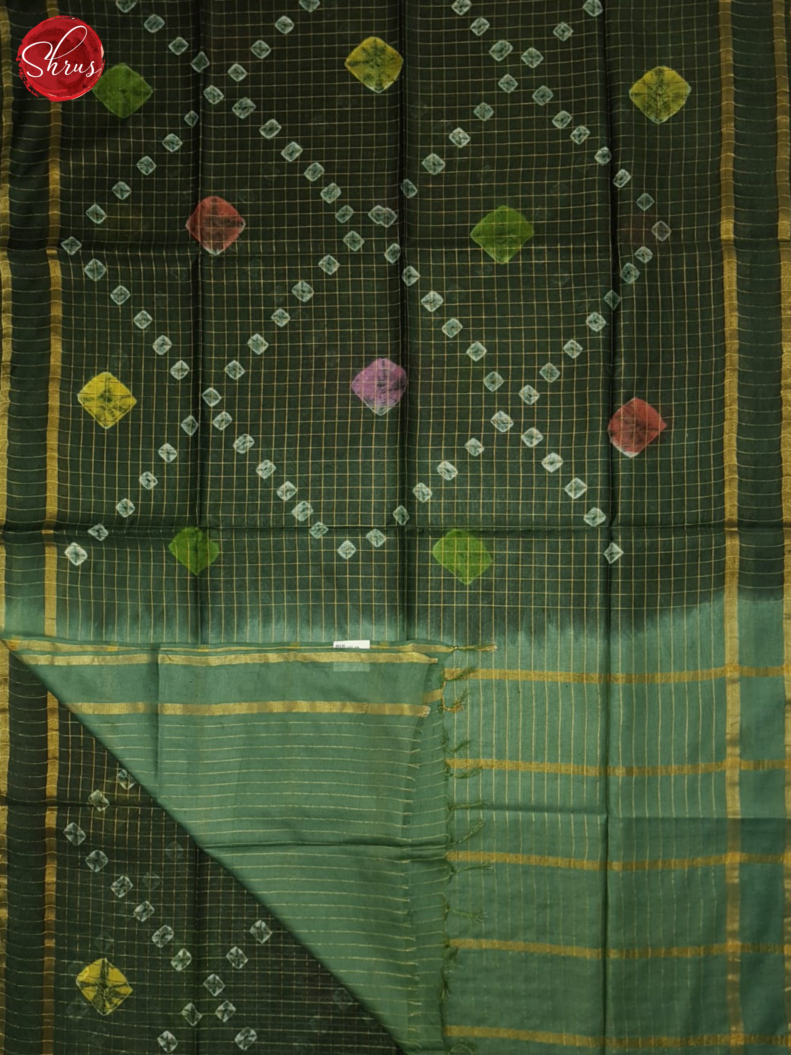 Green & Greenish grey- Shibori saree - Shop on ShrusEternity.com