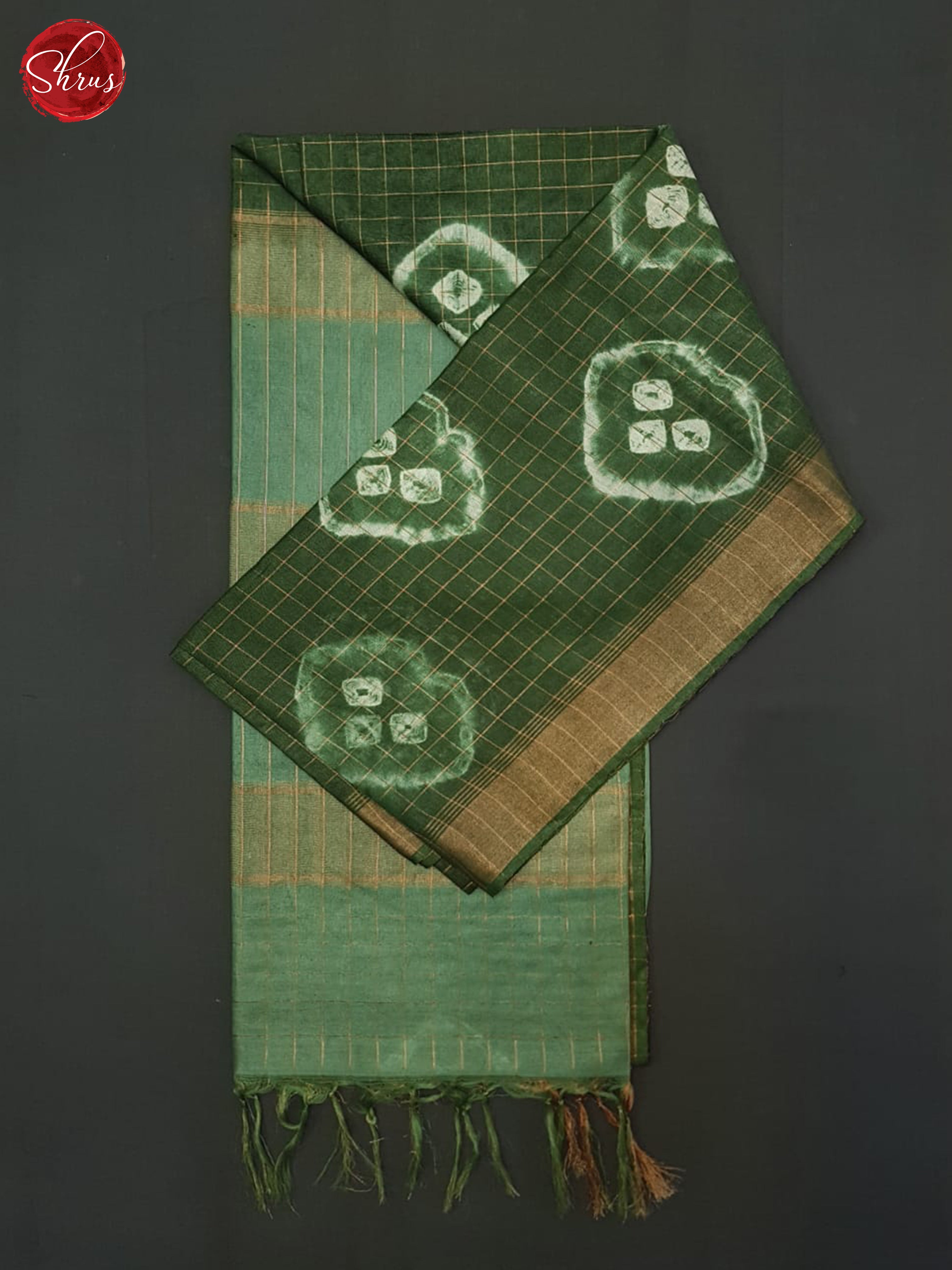 Green & Greenish Grey- Shibori saree - Shop on ShrusEternity.com