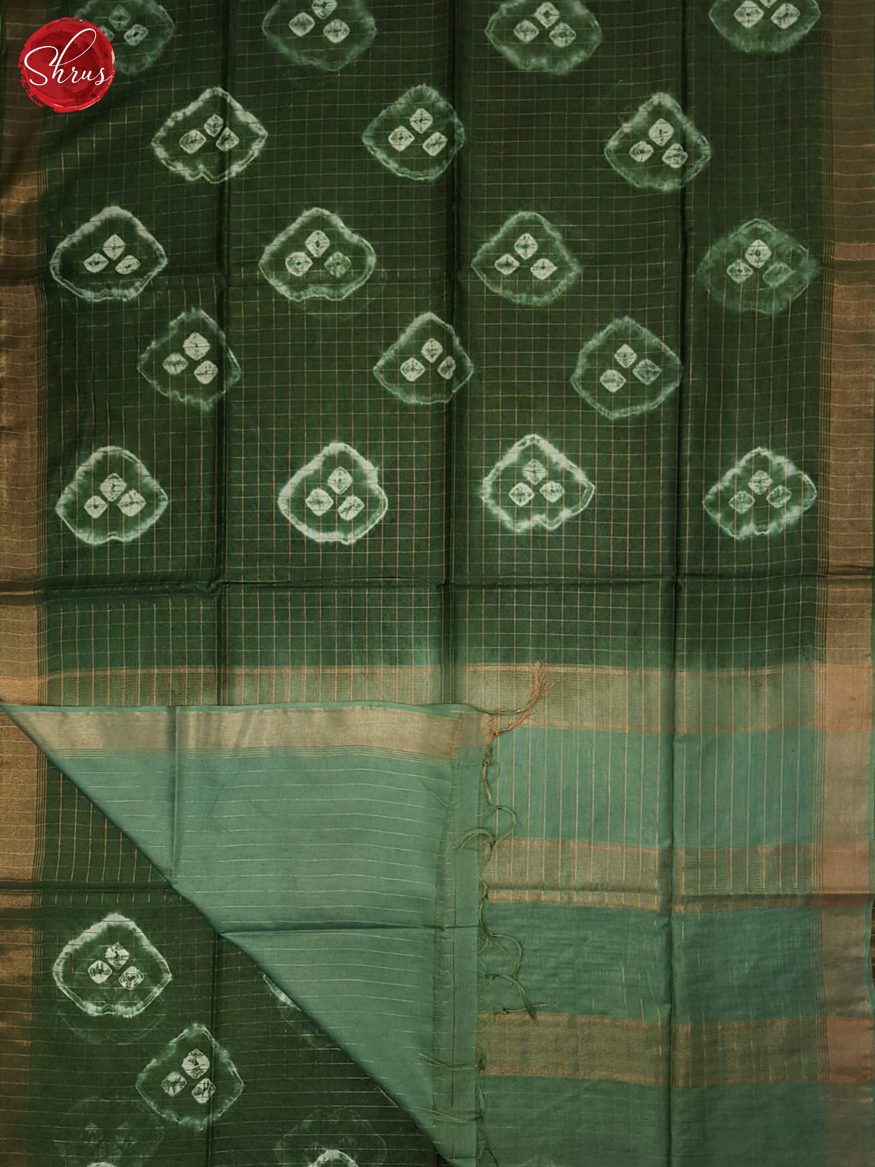 Green & Greenish Grey- Shibori saree - Shop on ShrusEternity.com