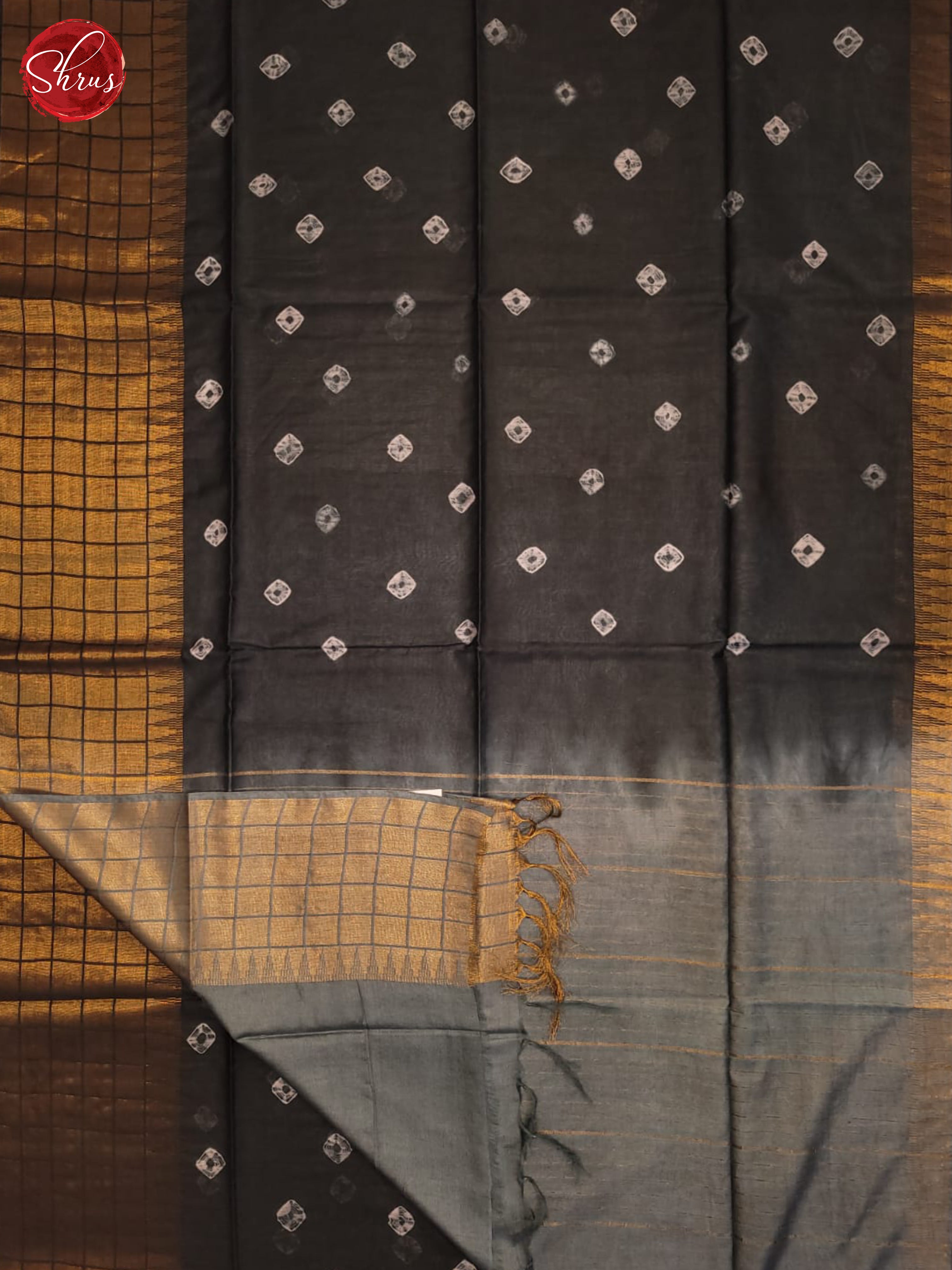 Black and Grey- Shibori saree - Shop on ShrusEternity.com