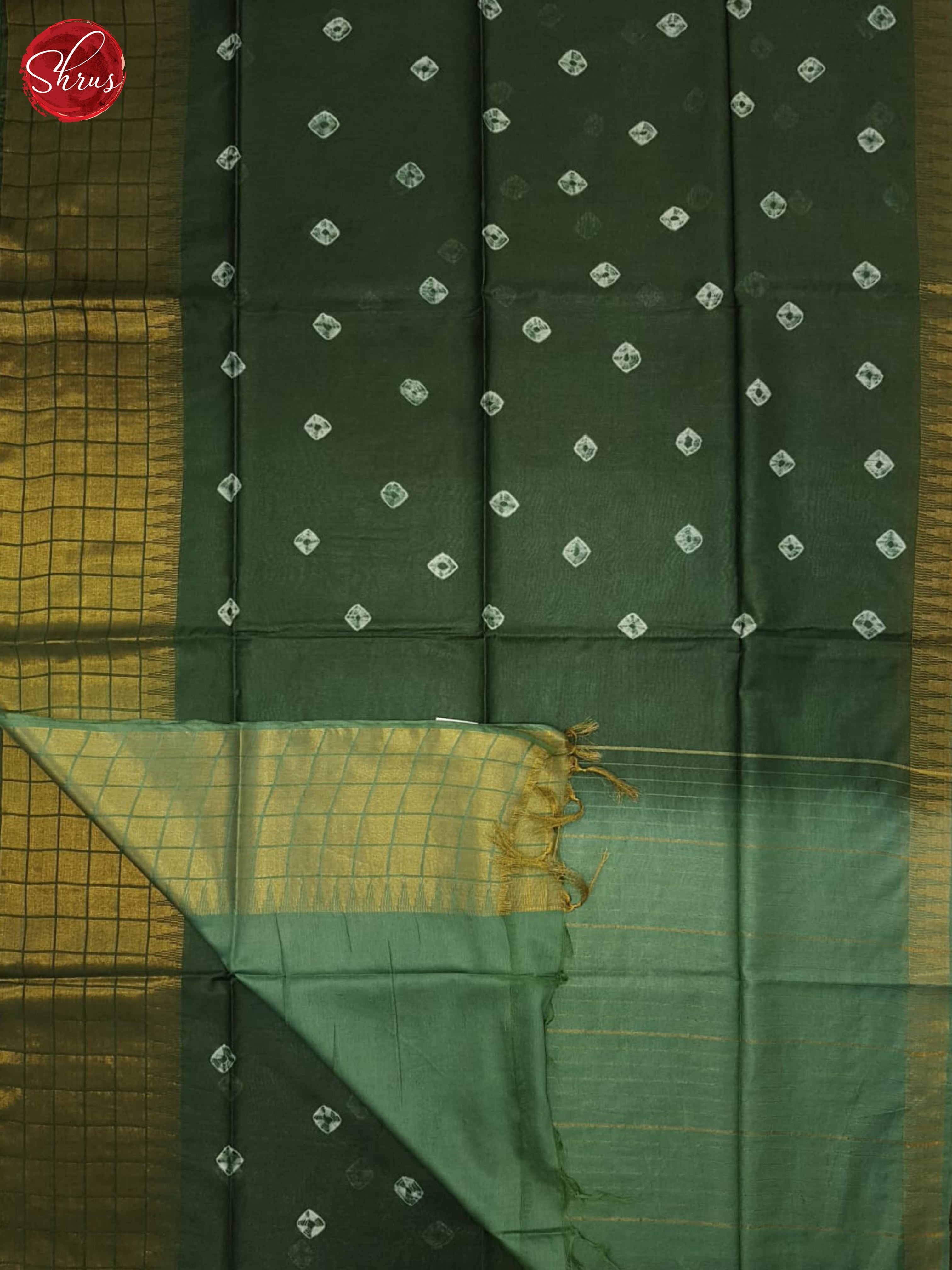 Green & Greenish Grey - Shibori Saree - Shop on ShrusEternity.com