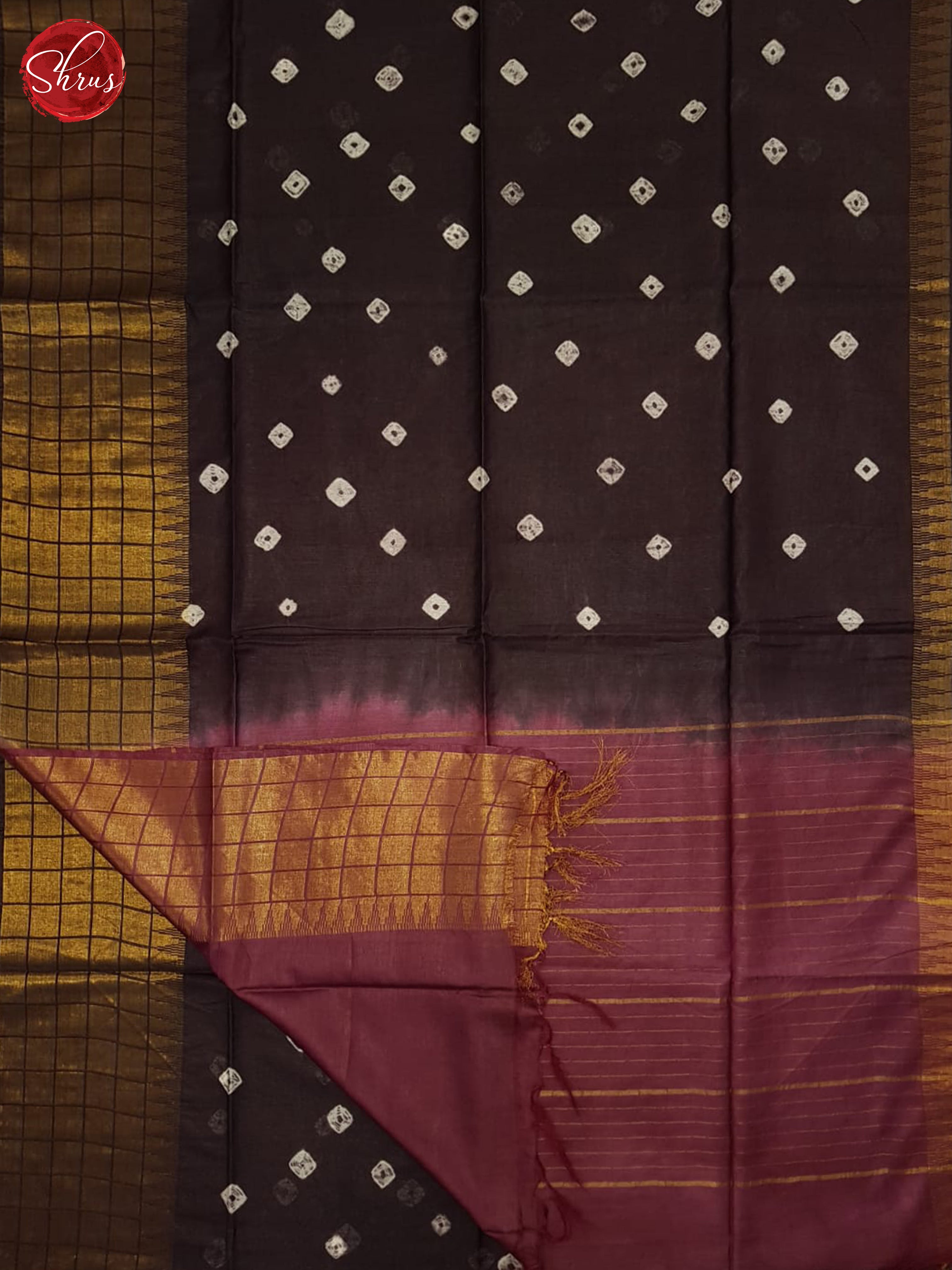 Brown And Wine- Shibori Saree - Shop on ShrusEternity.com