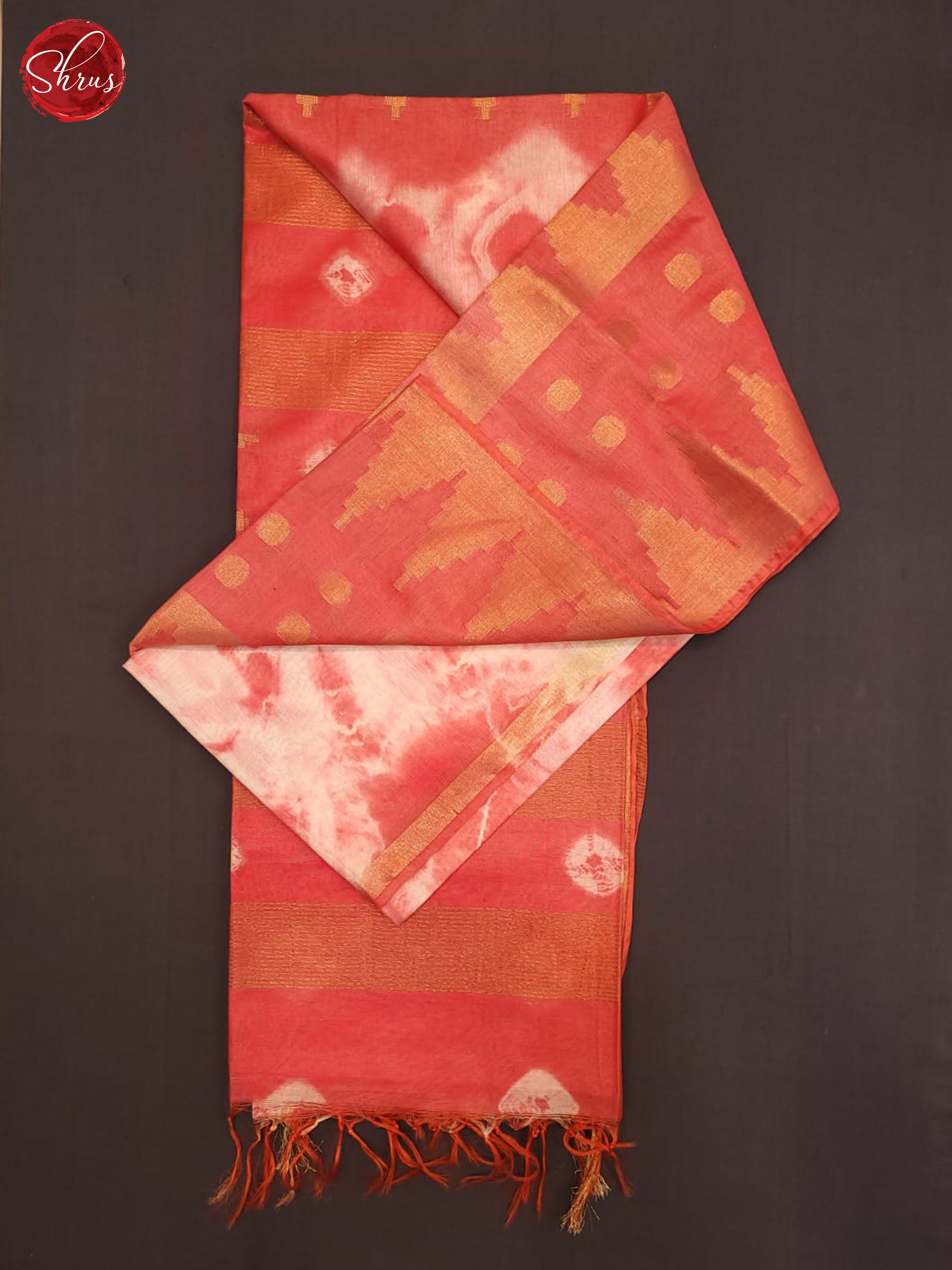 cream and Peachish pink- Shibori Saree - Shop on ShrusEternity.com