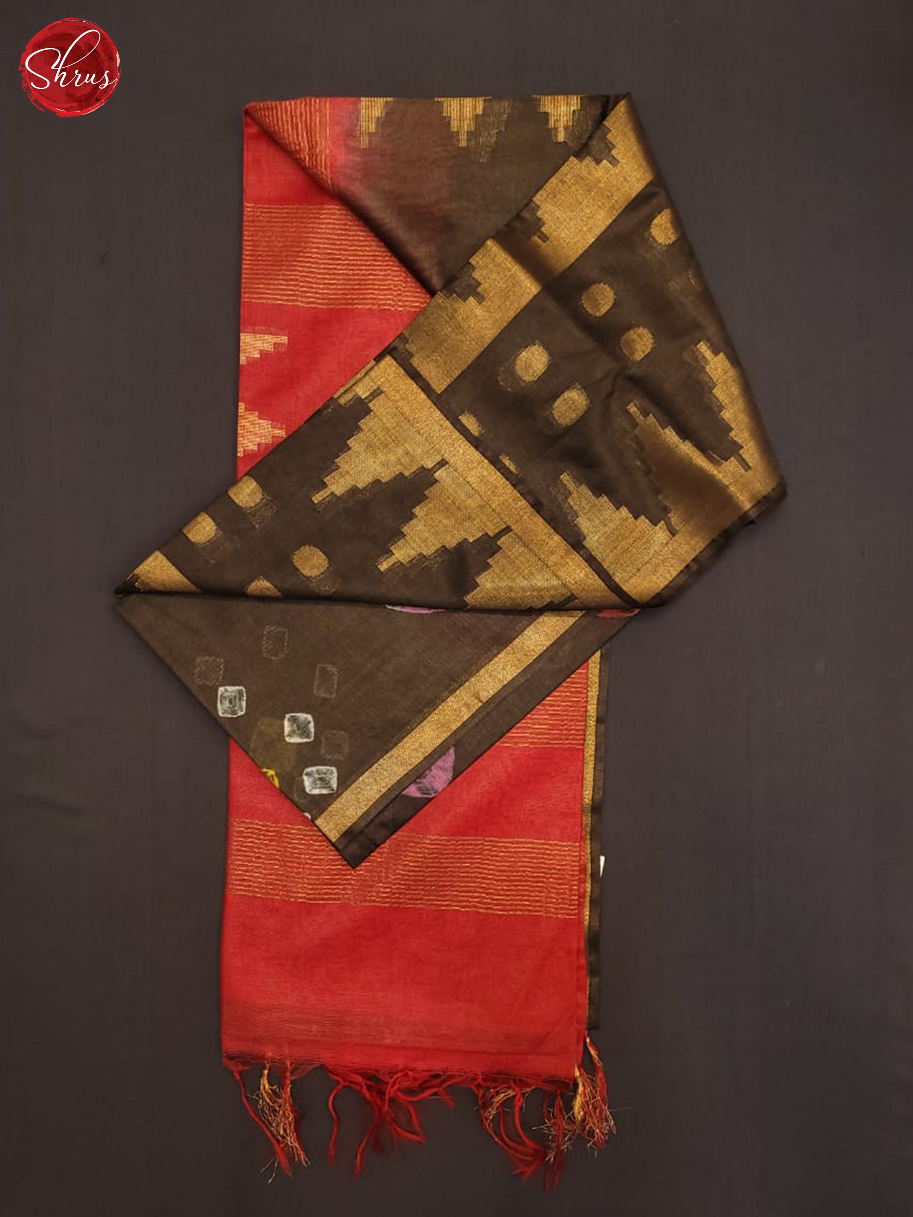 Brown and Red-Shibori Saree - Shop on ShrusEternity.com