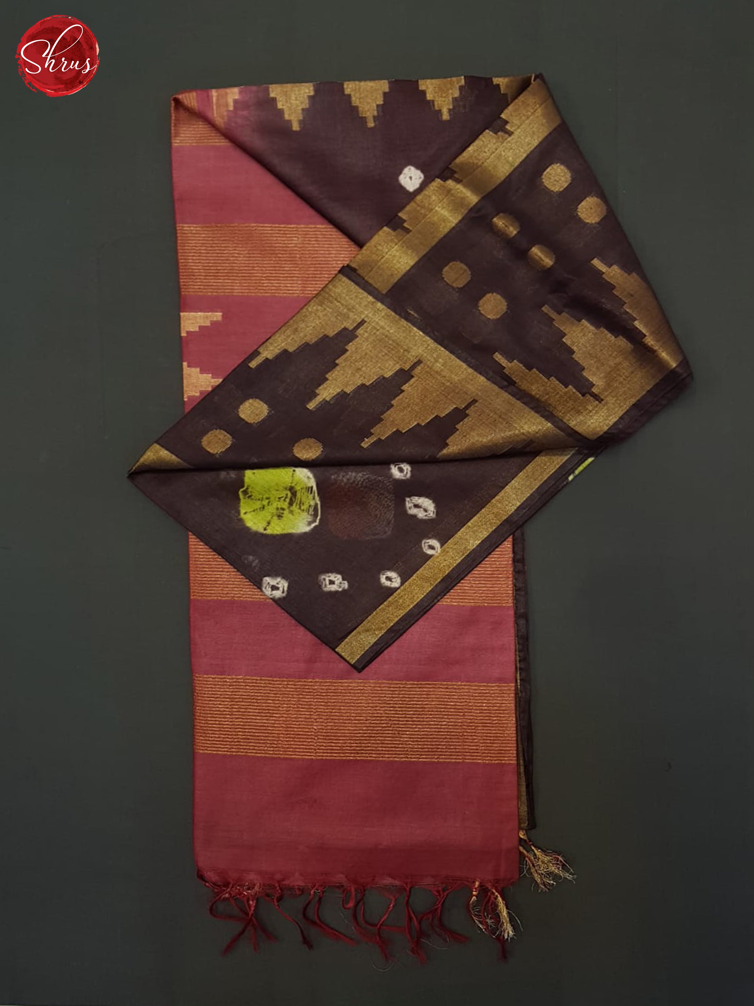 Brown And Dusty Pink- Shibori Saree - Shop on ShrusEternity.com