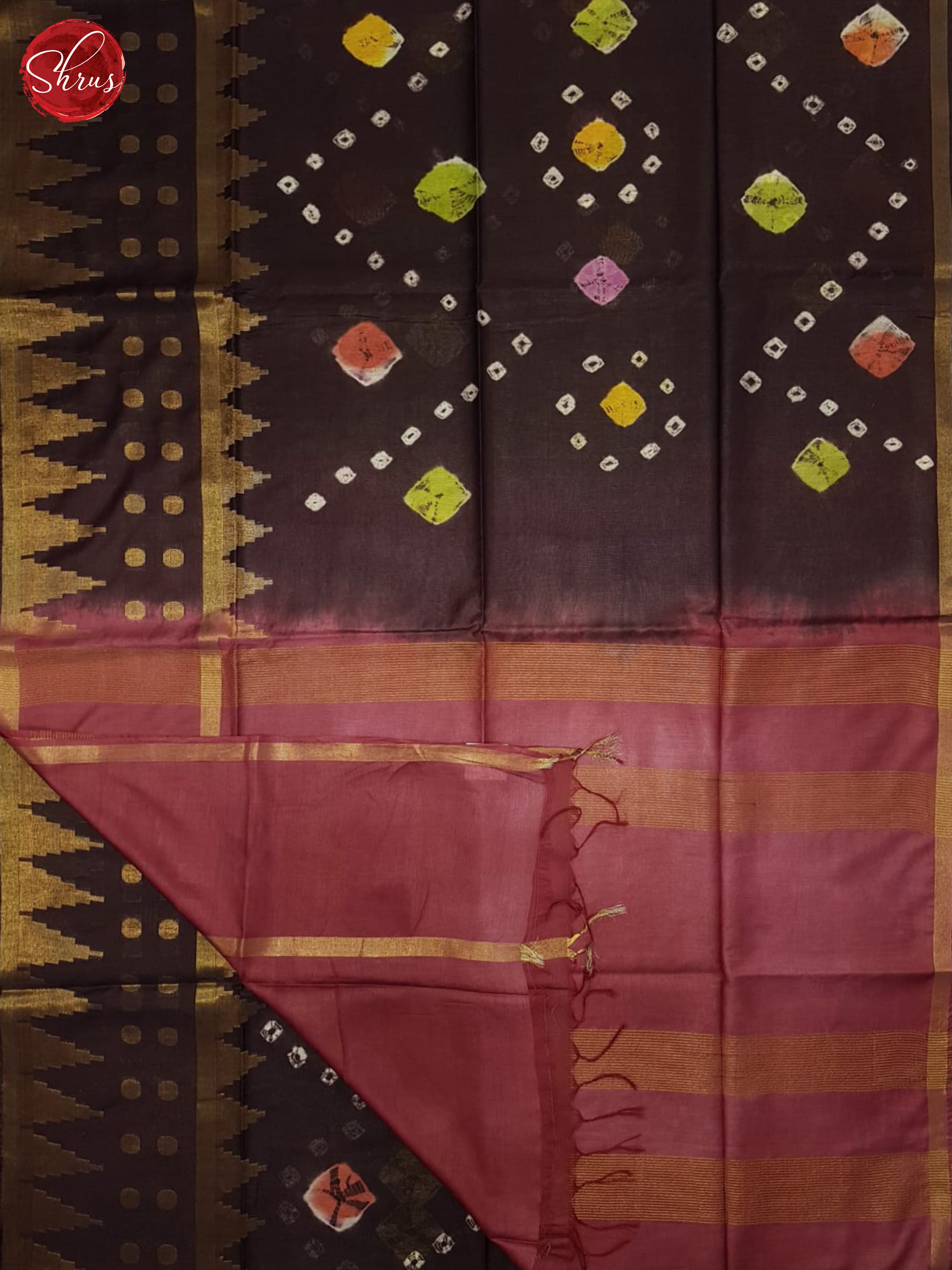 Brown And Dusty Pink- Shibori Saree - Shop on ShrusEternity.com