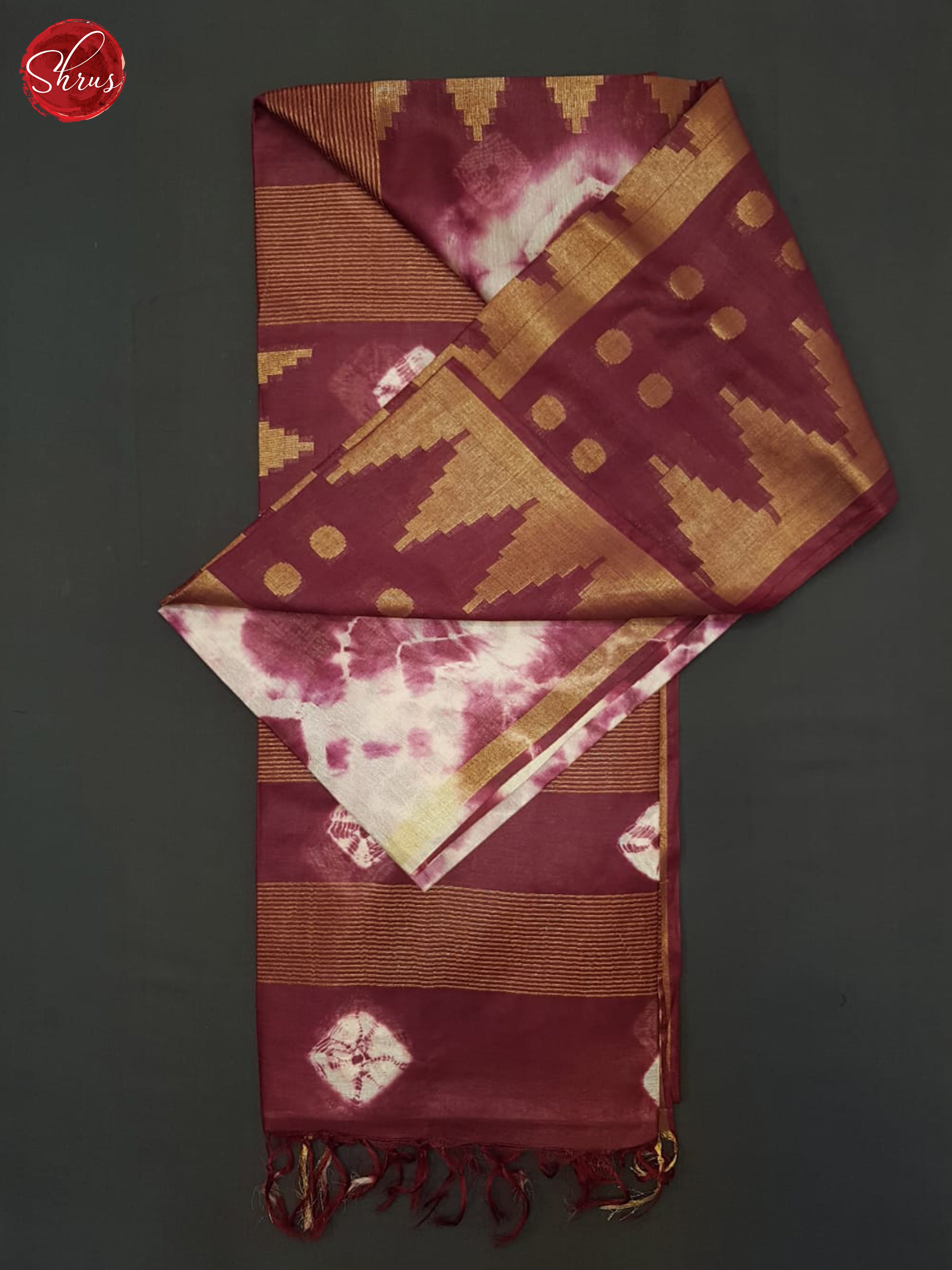 Cream And Maroon- shibori Saree - Shop on ShrusEternity.com