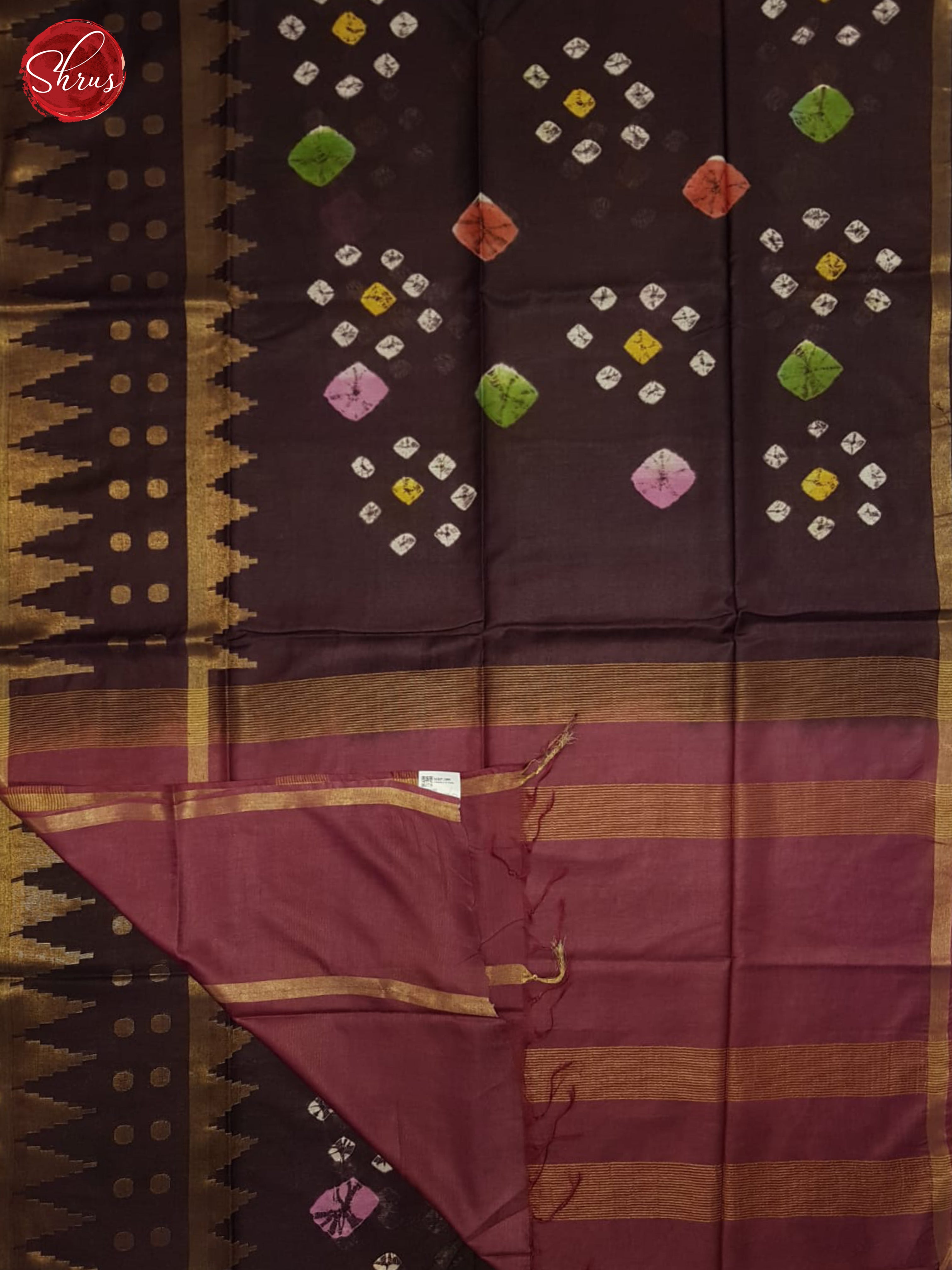 Brown And Dusty Wine- Shibori Saree - Shop on ShrusEternity.com