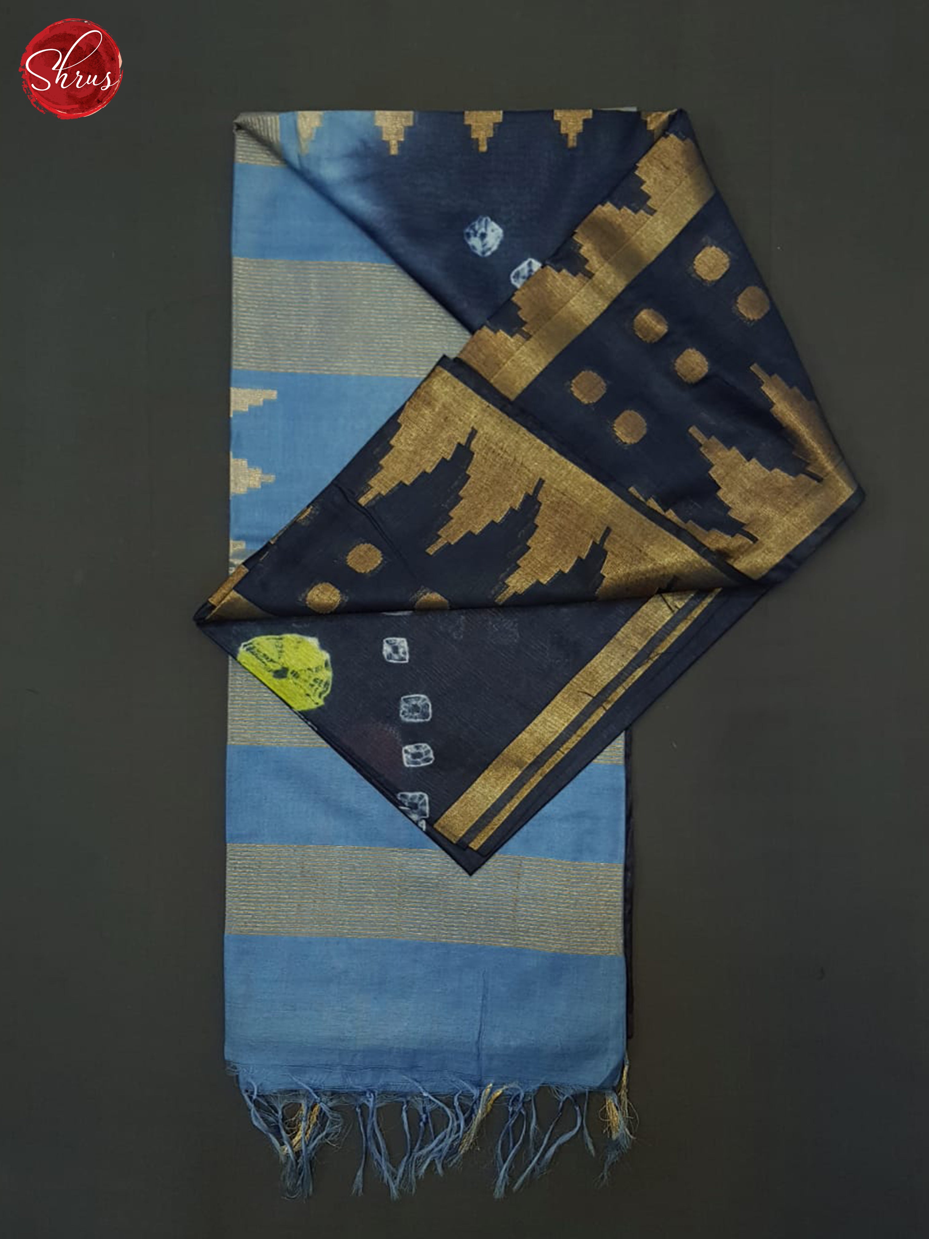 Navy Blue & Blue- Shibori Saree - Shop on ShrusEternity.com