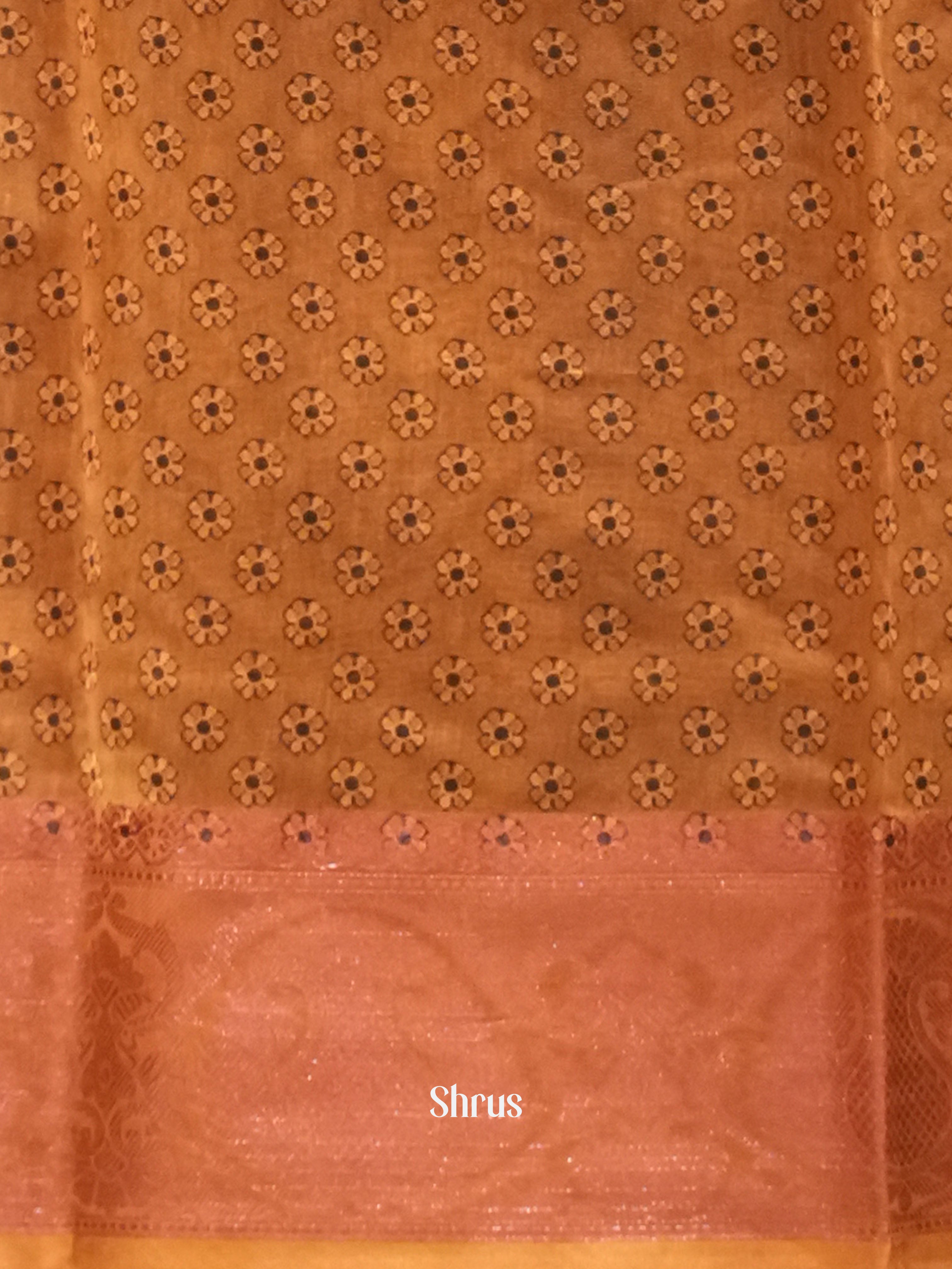 Brown & Pink - Semi chanderi Saree