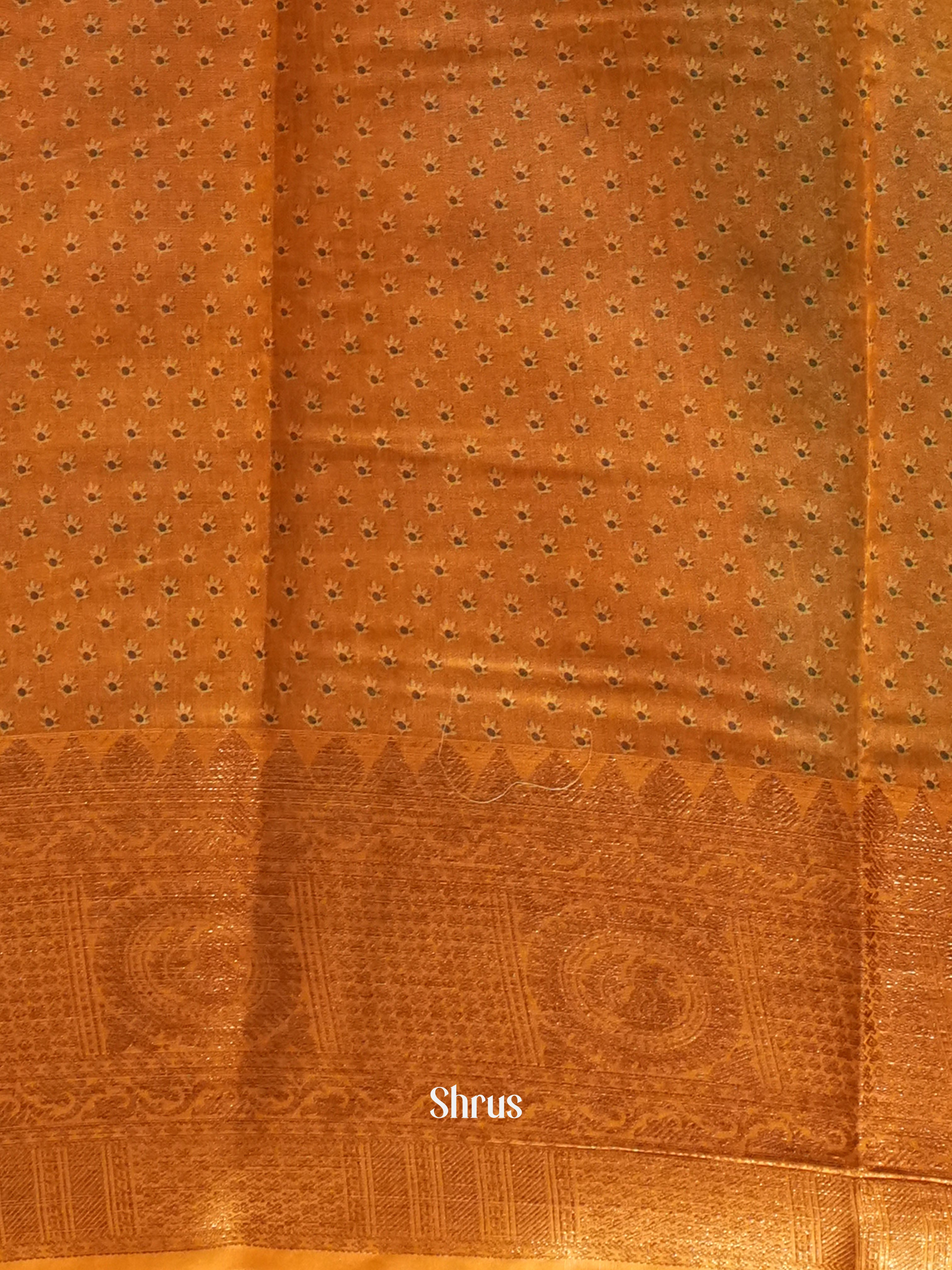 Green & Mustard- Semi chanderi Saree