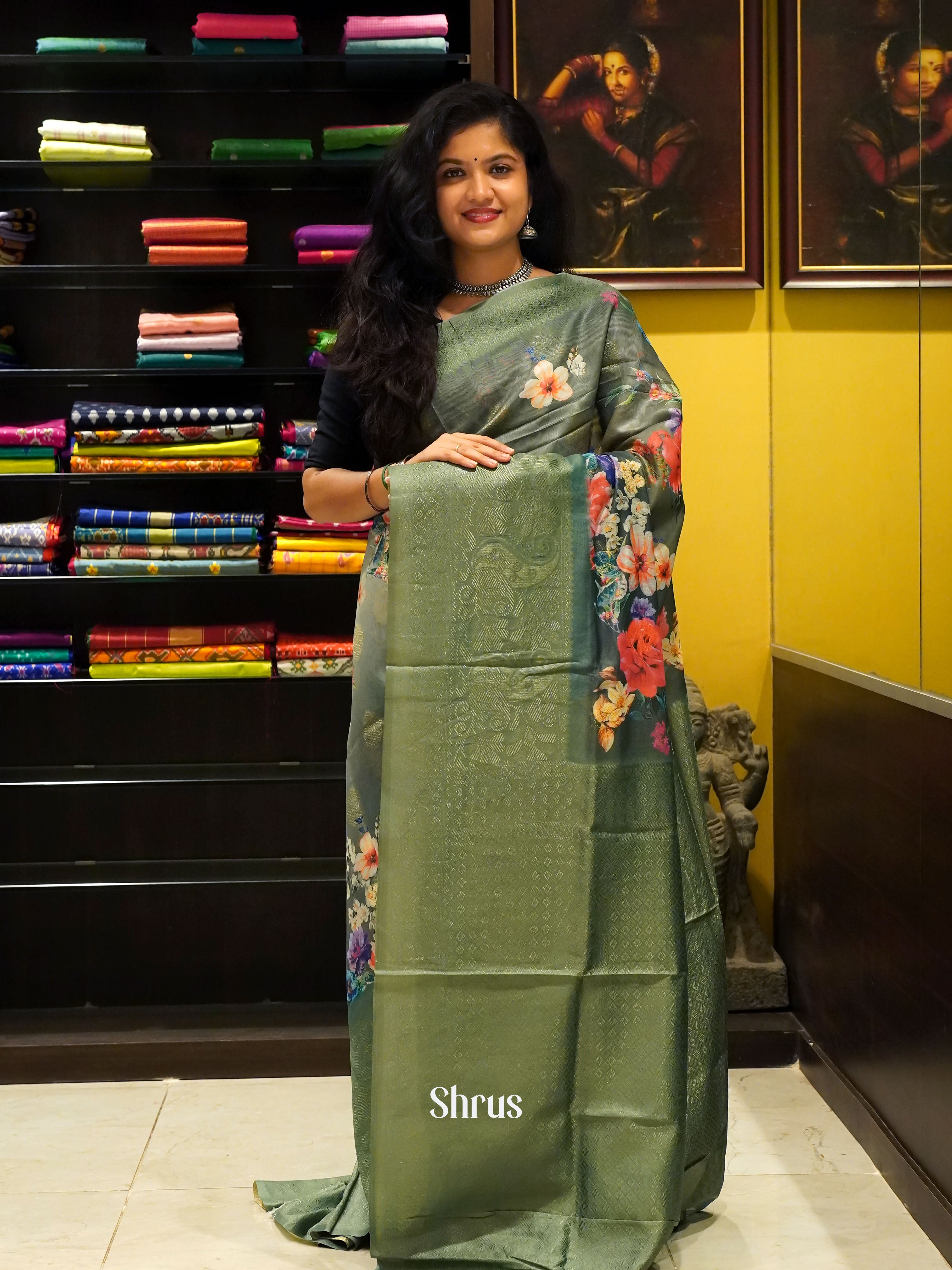 Green(Single Tone) - semi jute sarees