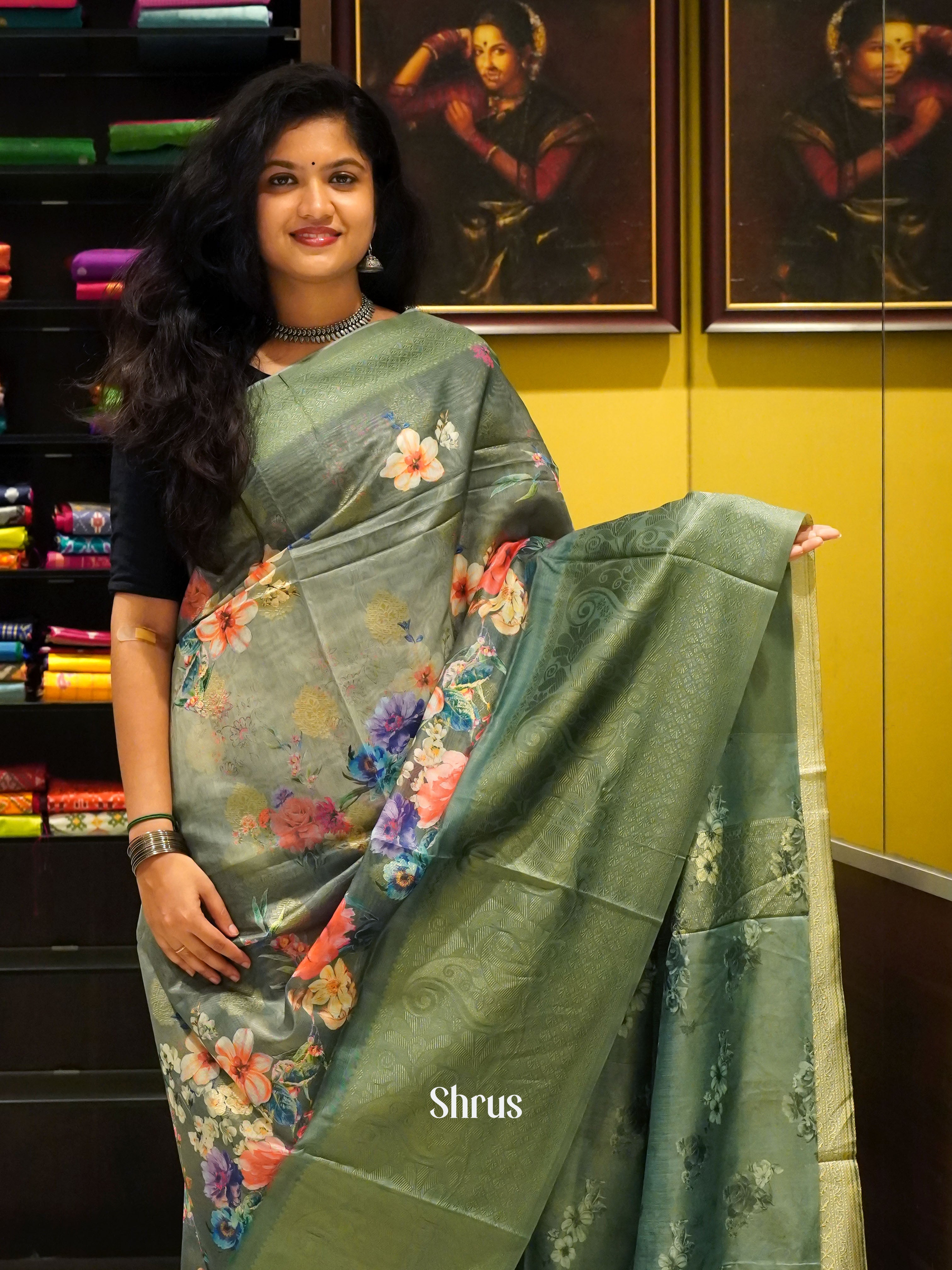 Green(Single Tone) - semi jute sarees