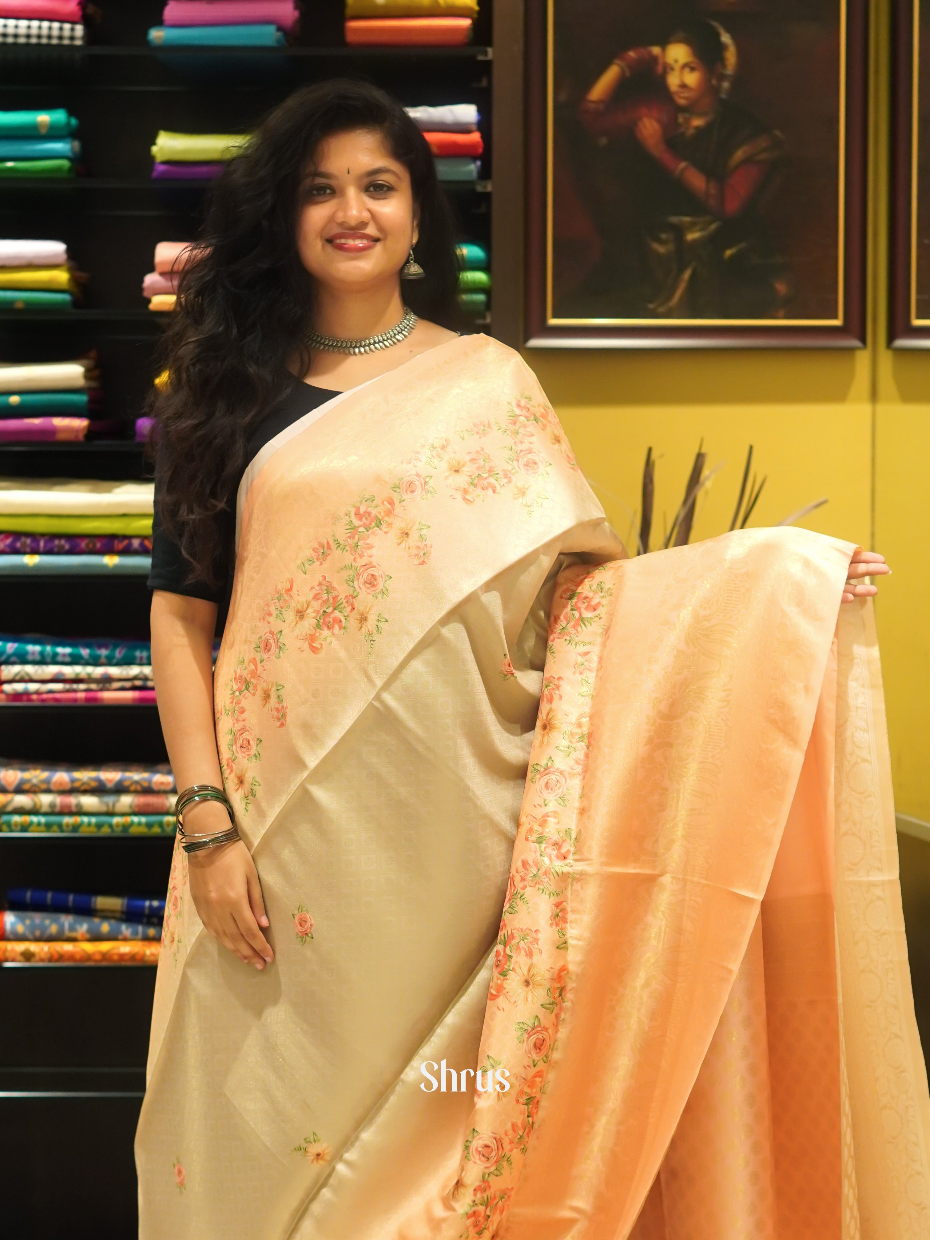 Peachish Pink(Single Tone)- Semi Georgette Saree