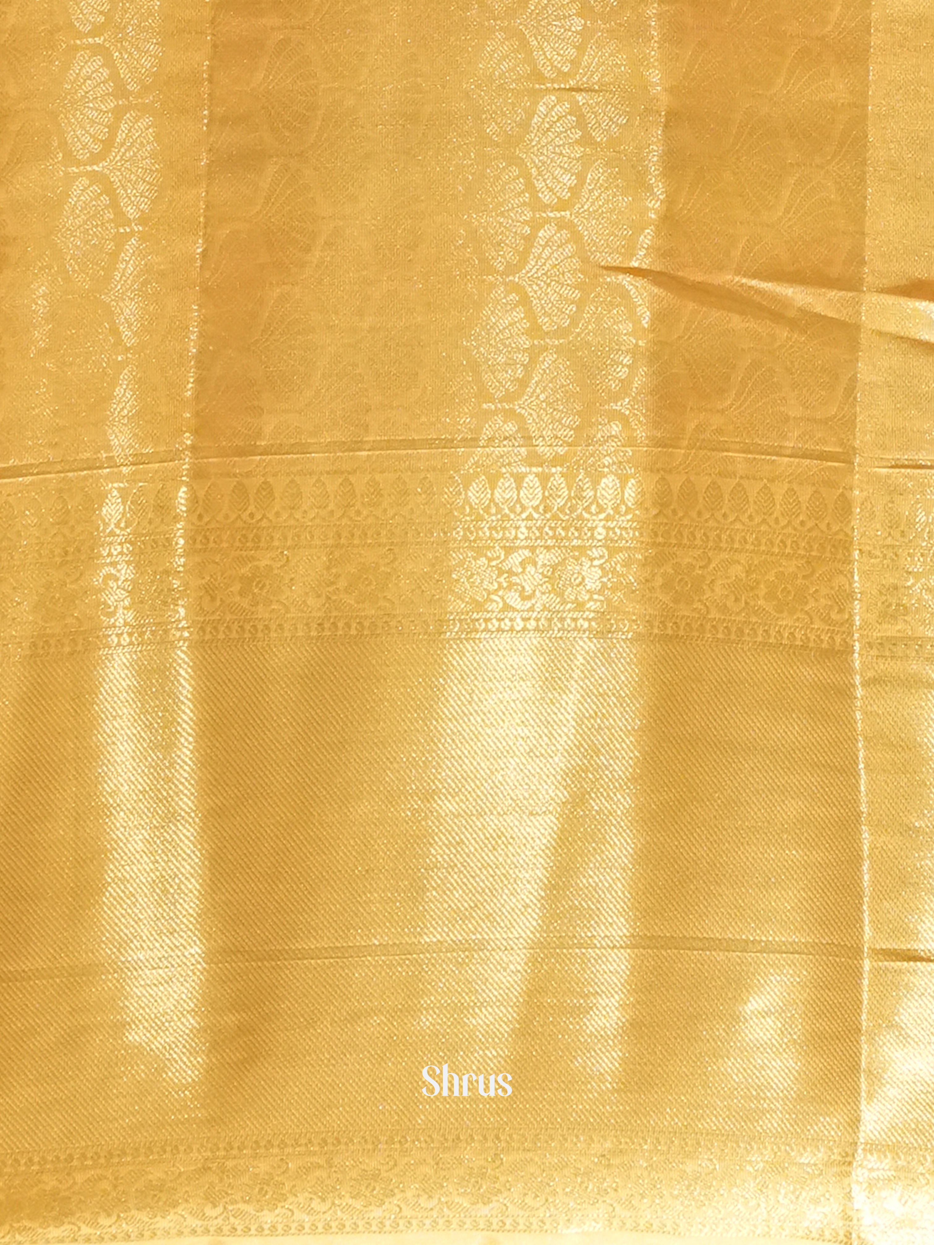 Cream & Yellow - Semi Dupion Saree