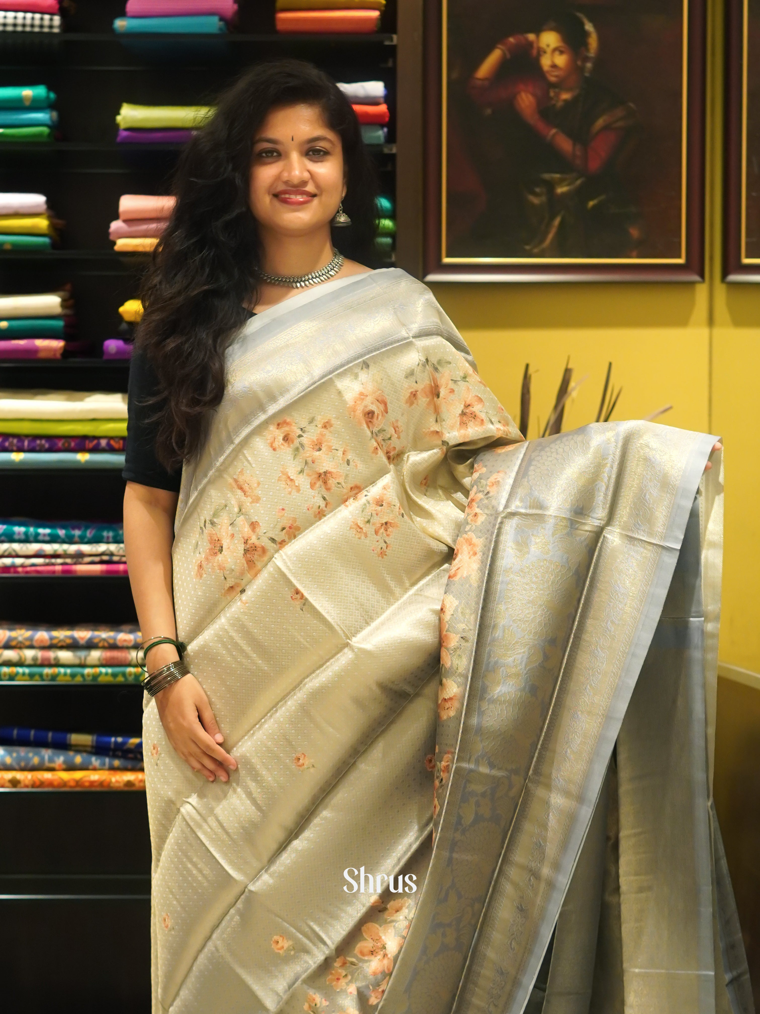 Grey(Single Tone)- Semi Georgette Saree