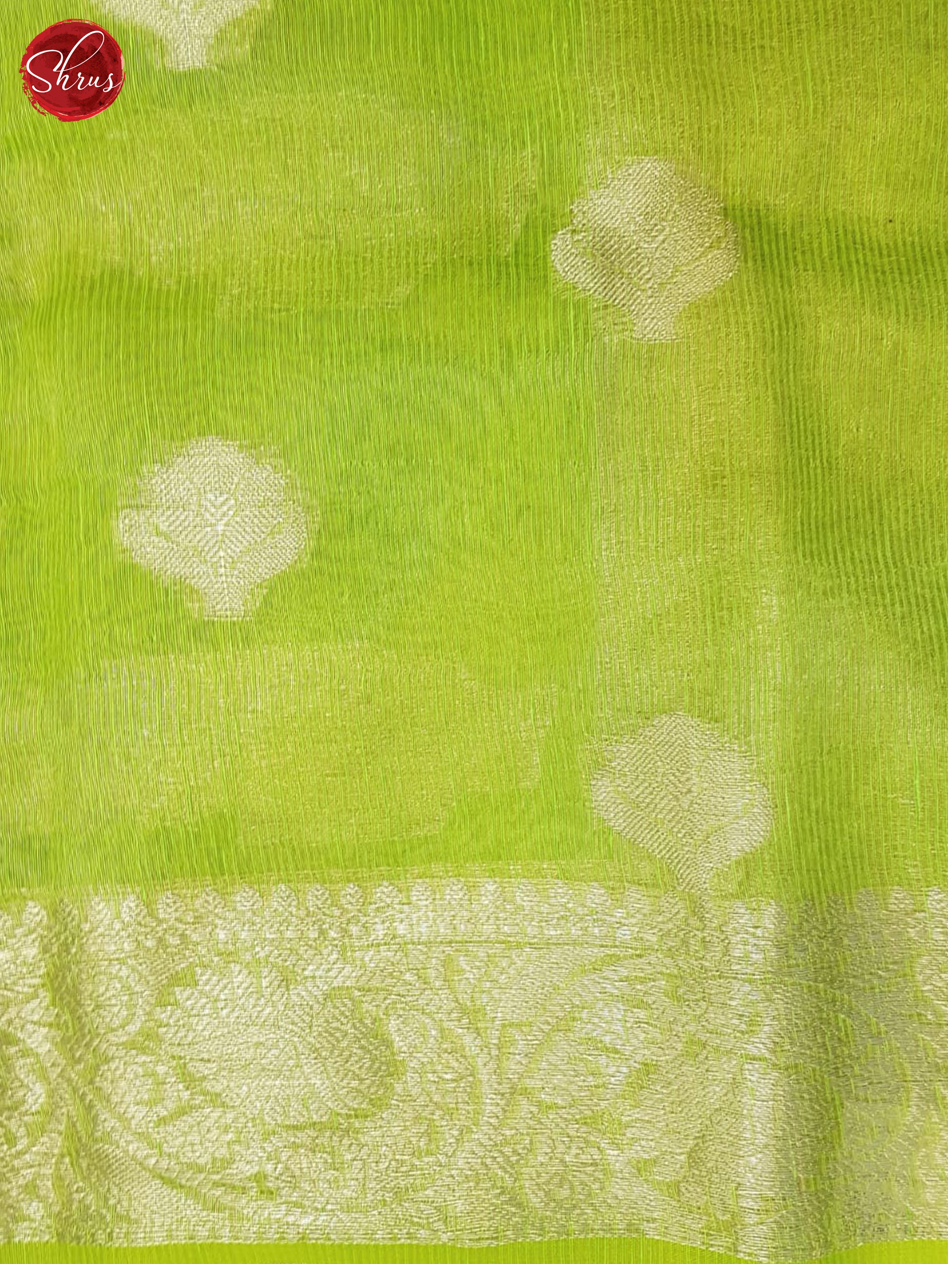 Green(Single Tone)- Muslin Silk with zari floral buttas on the body & Zari Border - Shop on ShrusEternity.com