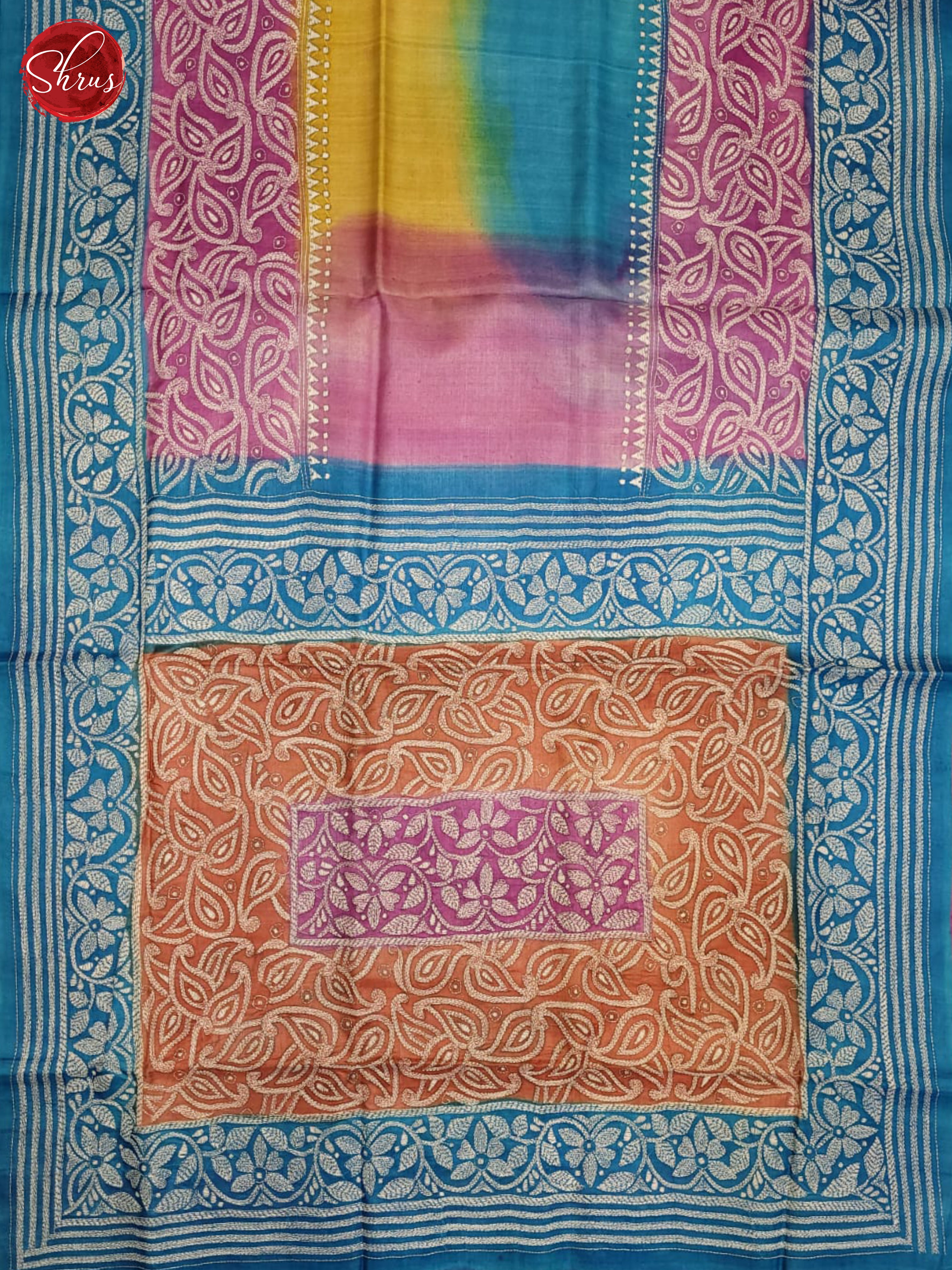 orange and pink-Tussar saree - Shop on ShrusEternity.com