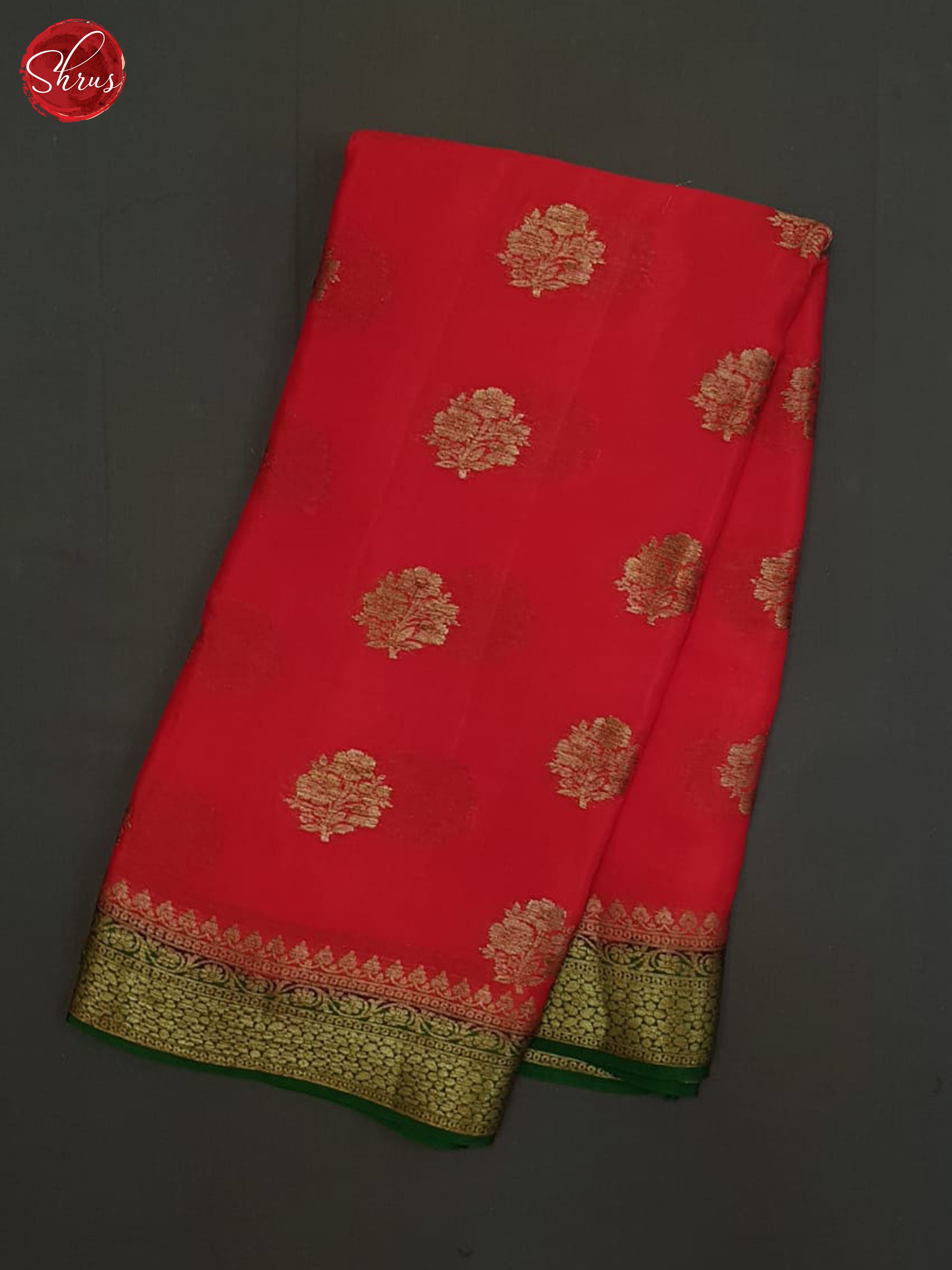 Red and Green - Georgette Silk Saree - Shop on ShrusEternity.com