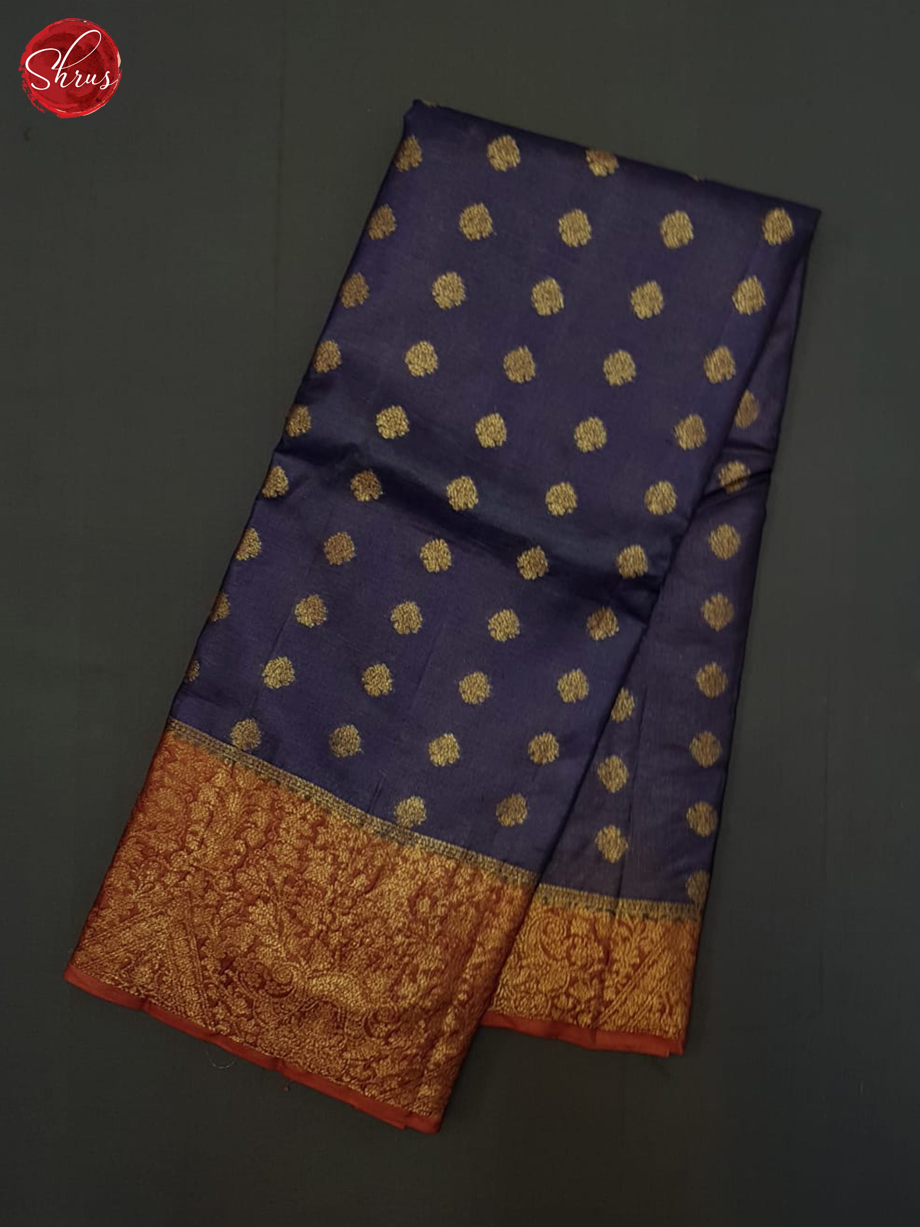 Blue And Brick Orange- Tussar Saree - Shop on ShrusEternity.com