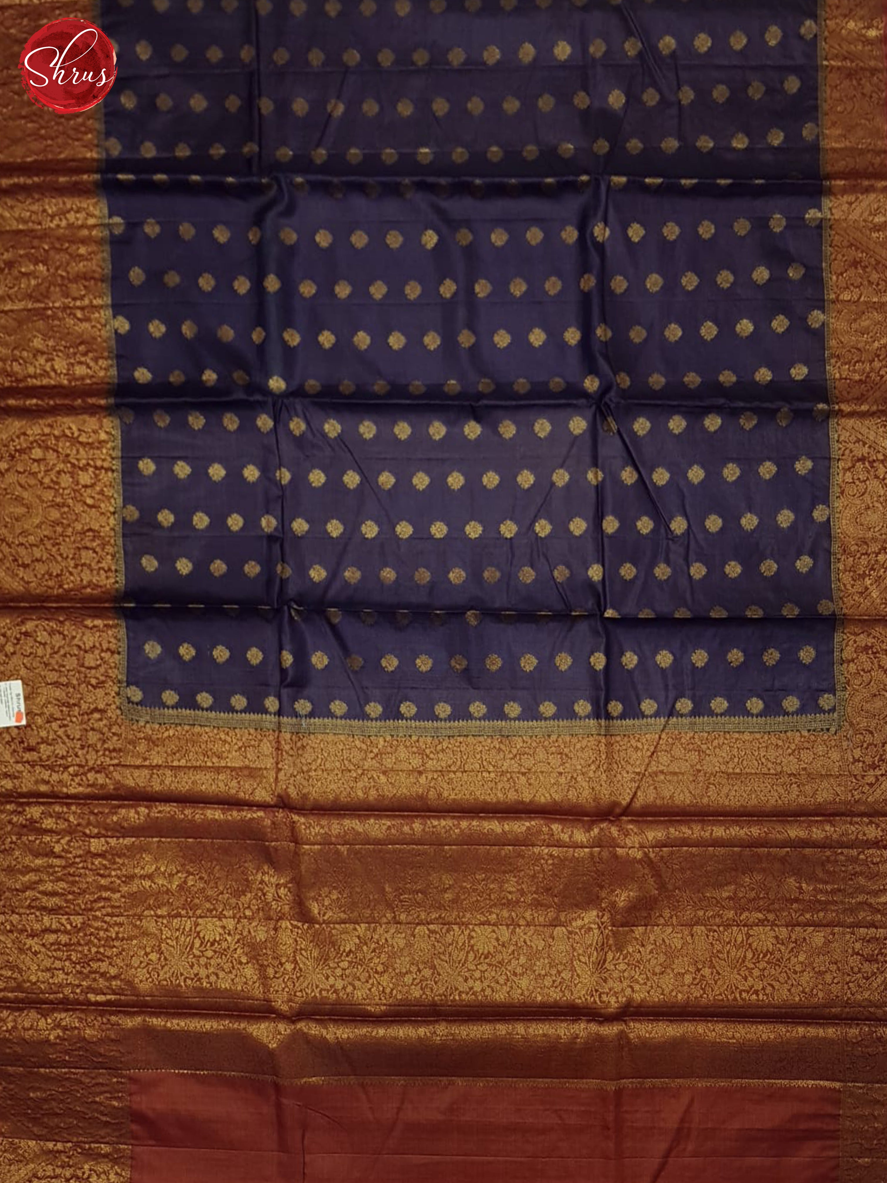 Blue And Brick Orange - Tussar Saree - Shop on ShrusEternity.com