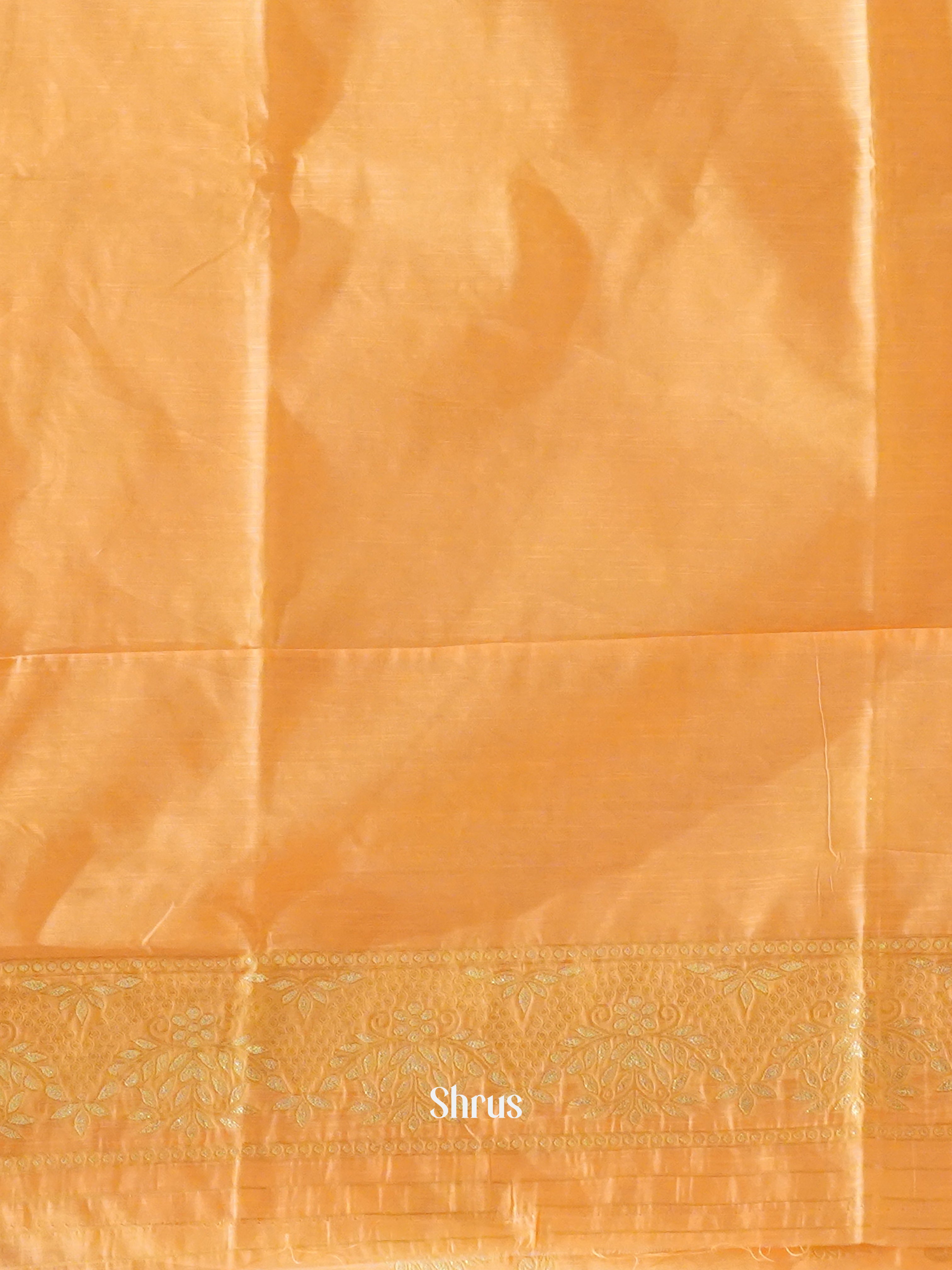 Peach(Single Tone)-Art Linen with zari woven paisleys motifs on the body &Zari Border