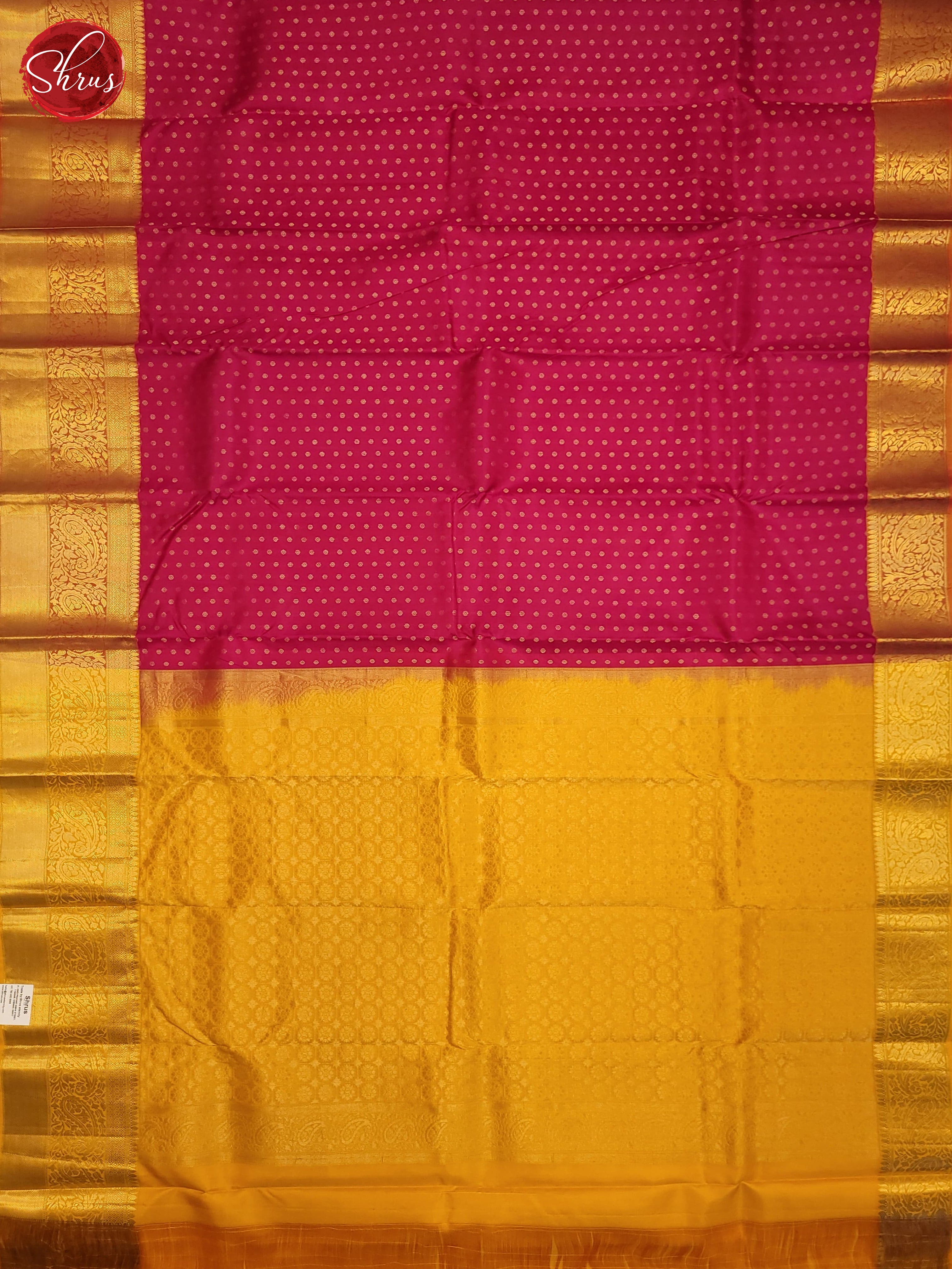 pink and yellow-Kanchipuram Silk saree - Shop on ShrusEternity.com