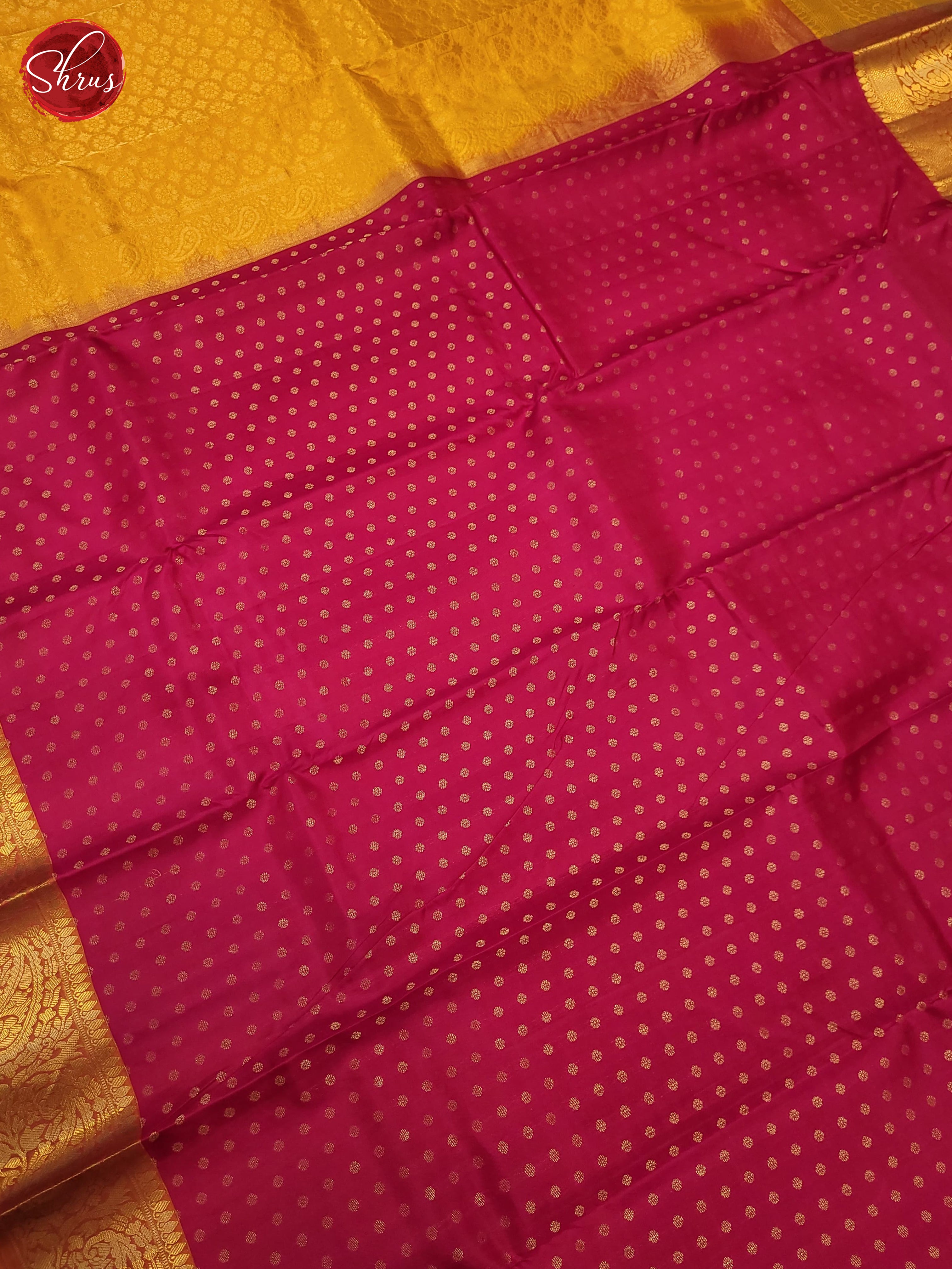 pink and yellow-Kanchipuram Silk saree - Shop on ShrusEternity.com