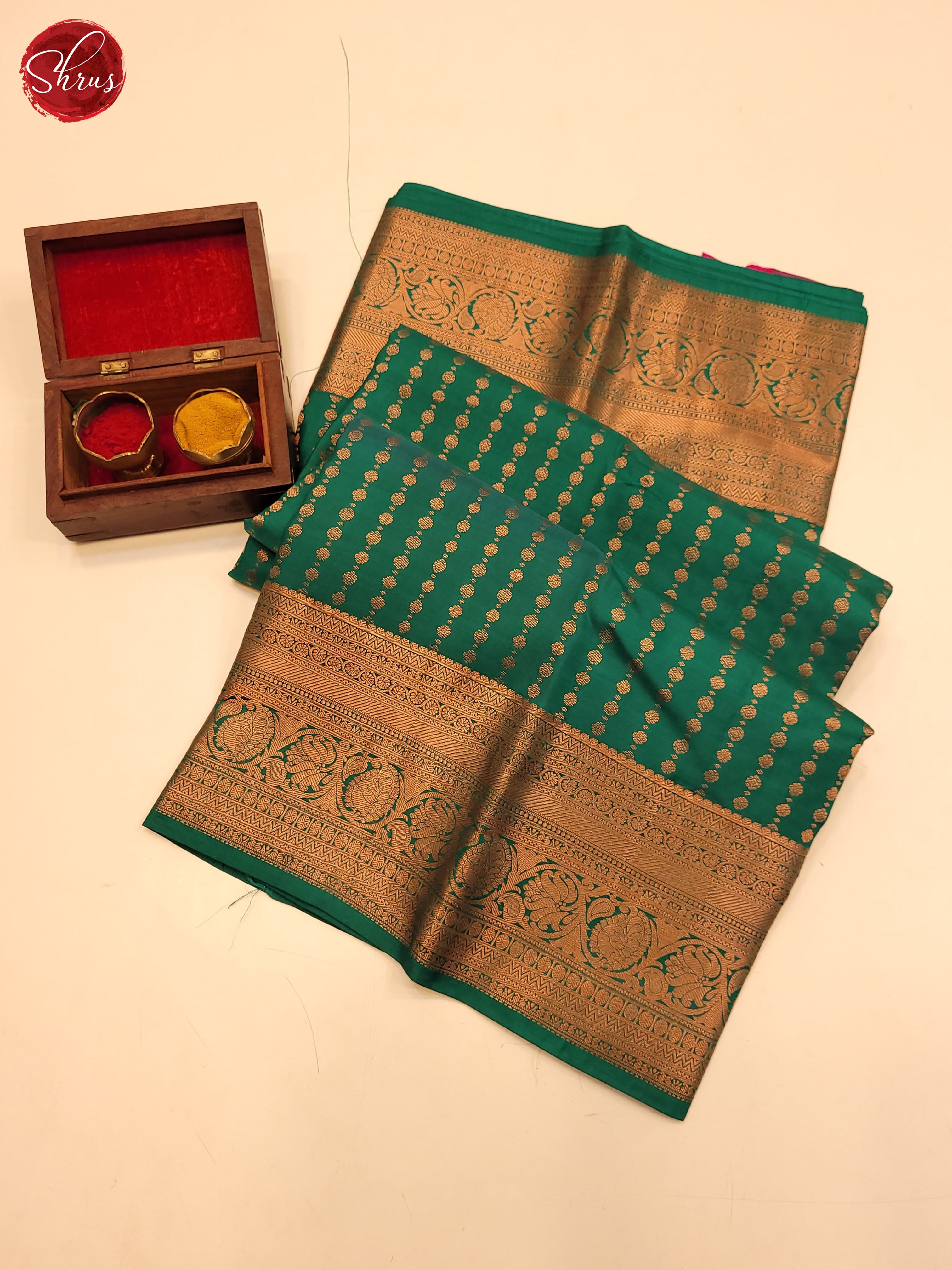 Green(Single tone)-Kanchipuram silk saree - Shop on ShrusEternity.com