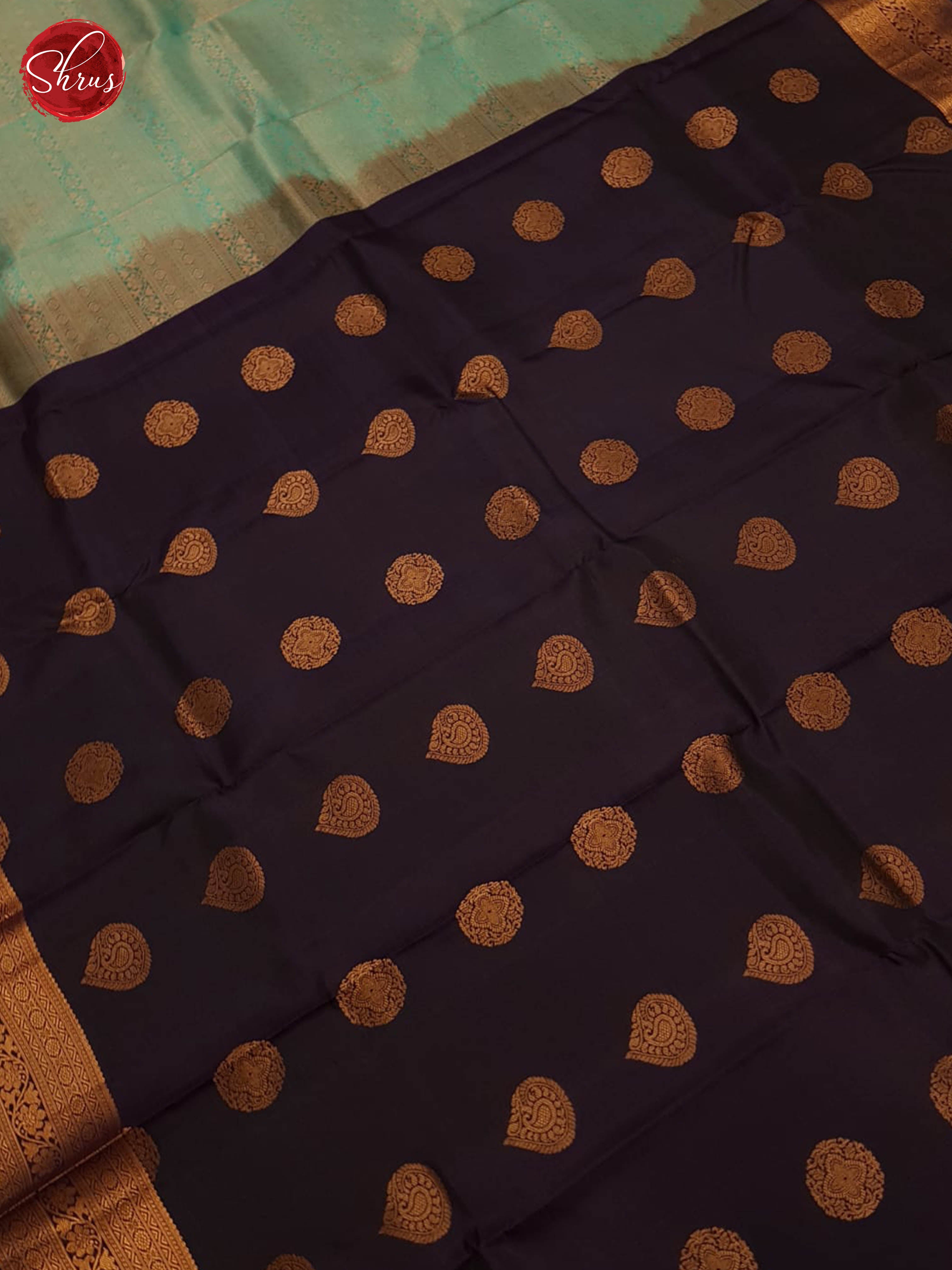 Wine And Teal Green-Kanchipuram Silk saree - Shop on ShrusEternity.com