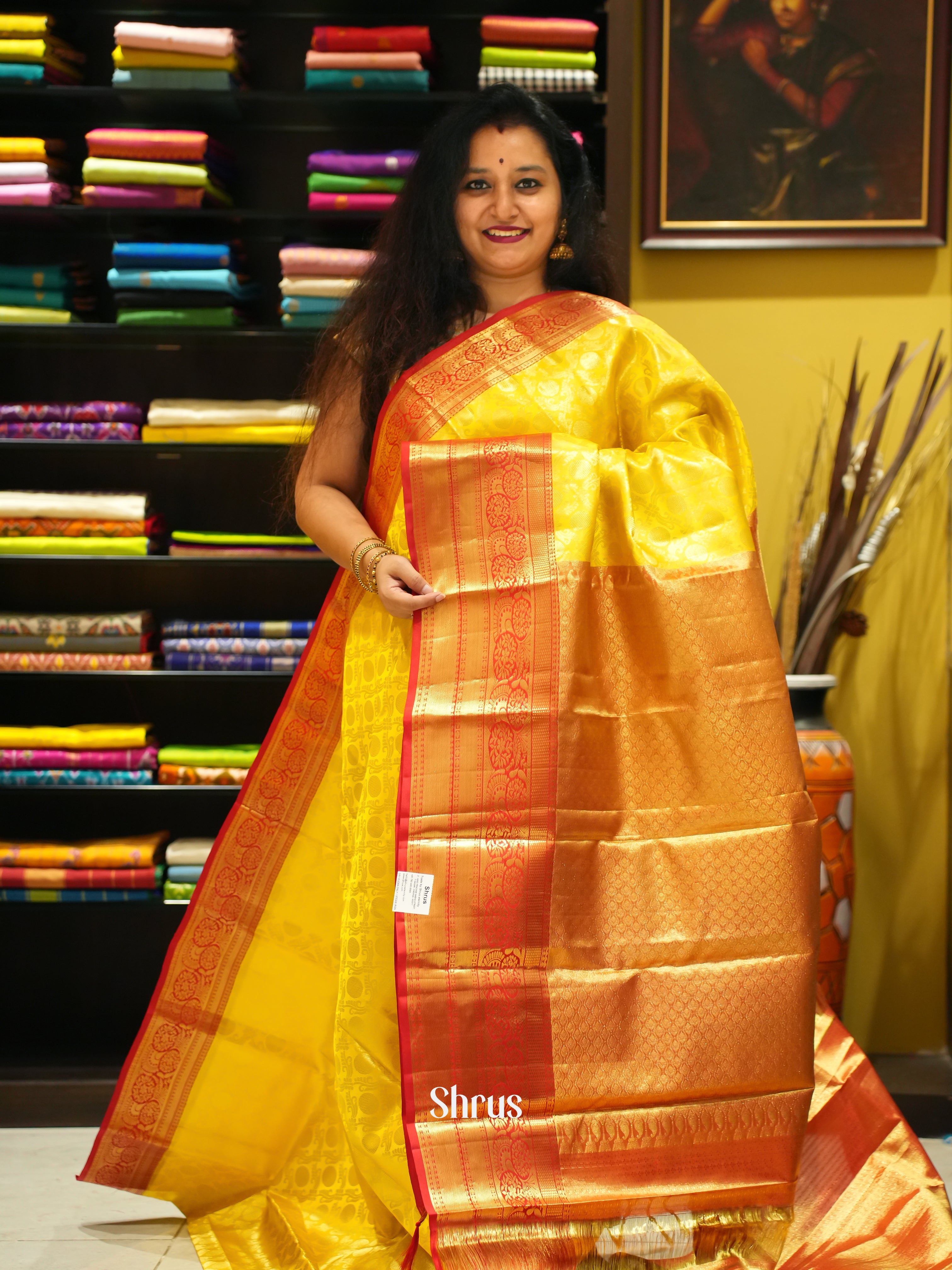 Yellow and Red - Korvai Kanchipuram silk Saree