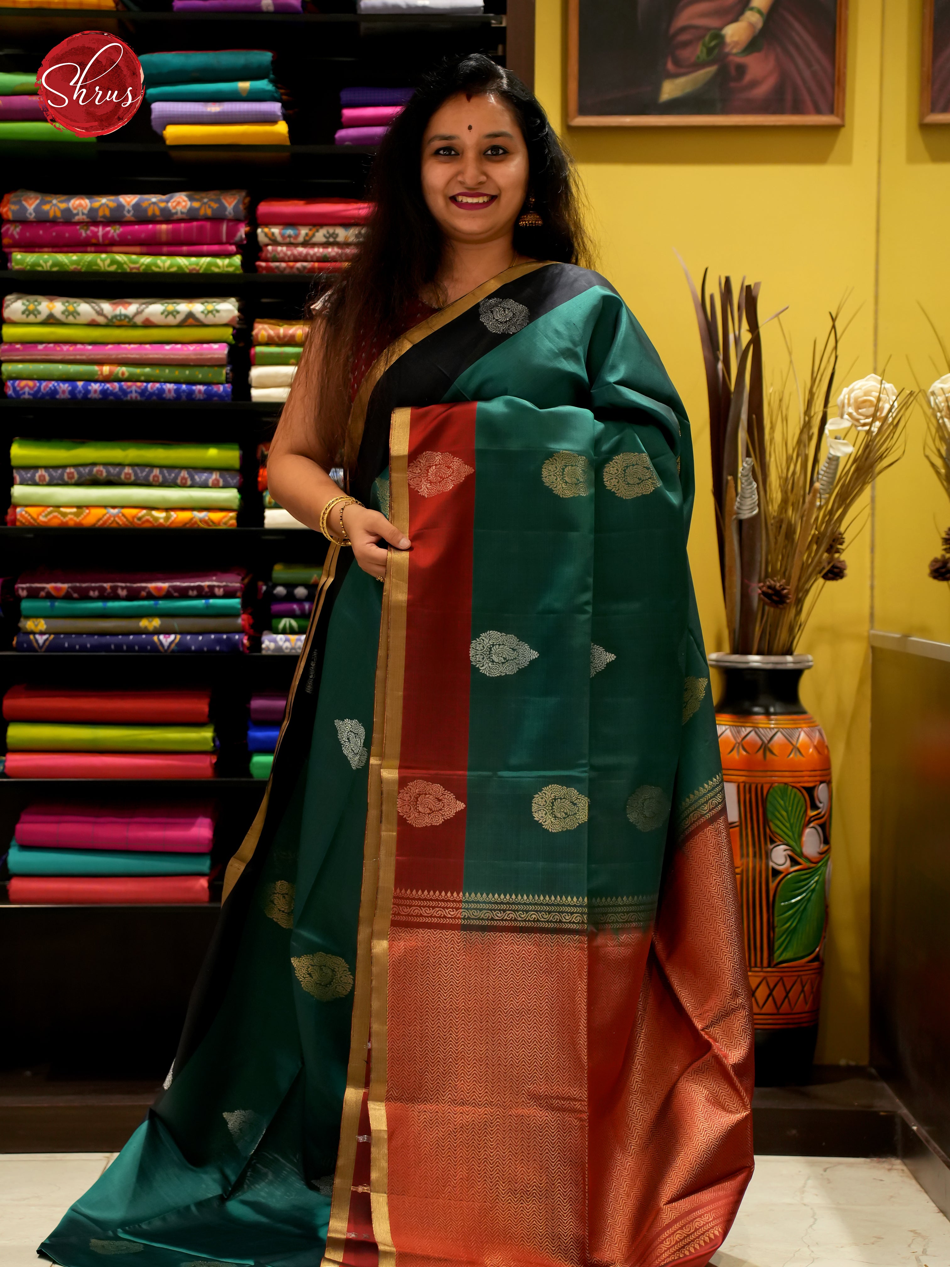 Green And Araku Maroon-Soft Silk saree - Shop on ShrusEternity.com