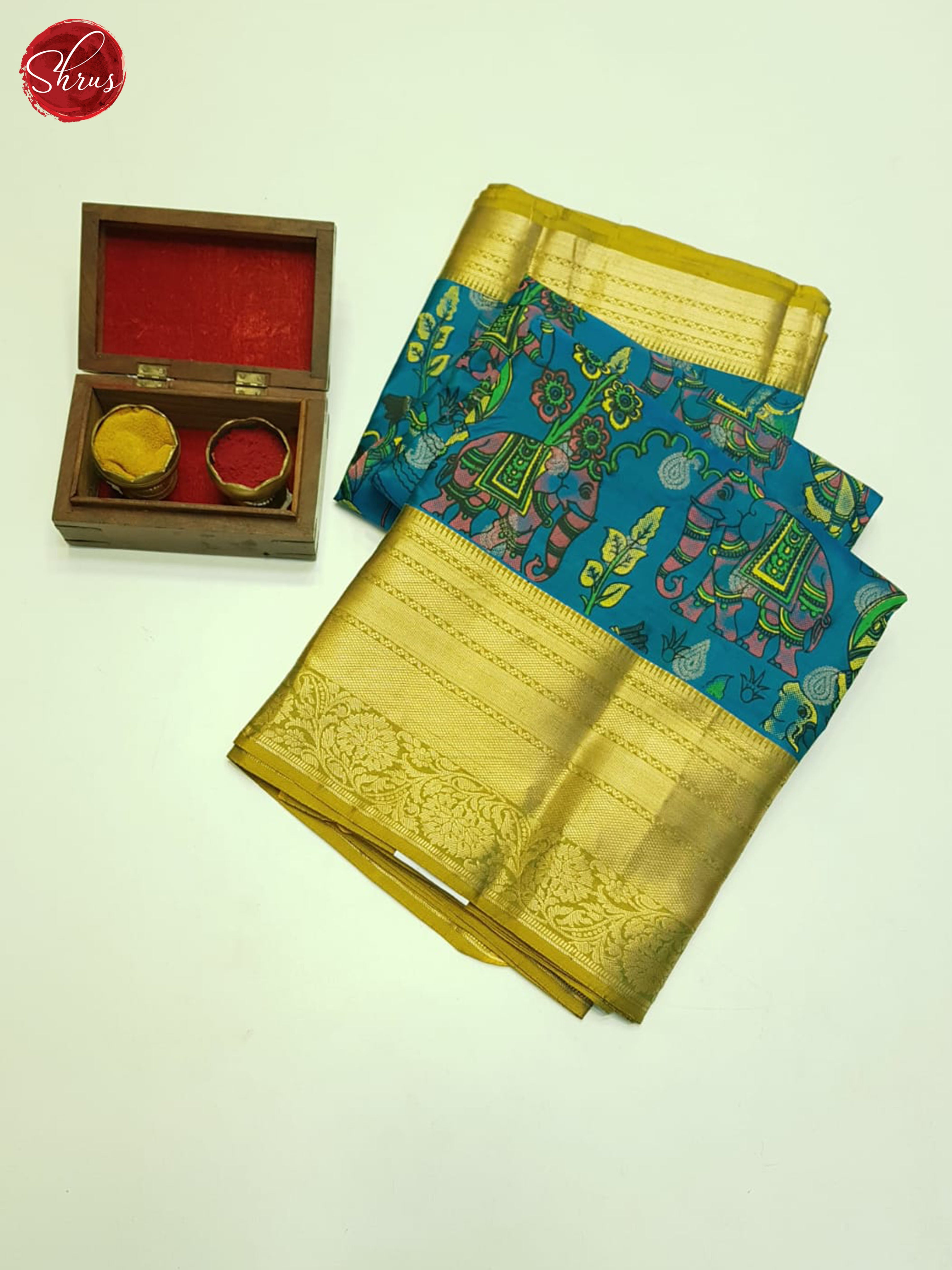 Blue & Green - kanchipuram Silk Saree - Shop on ShrusEternity.com